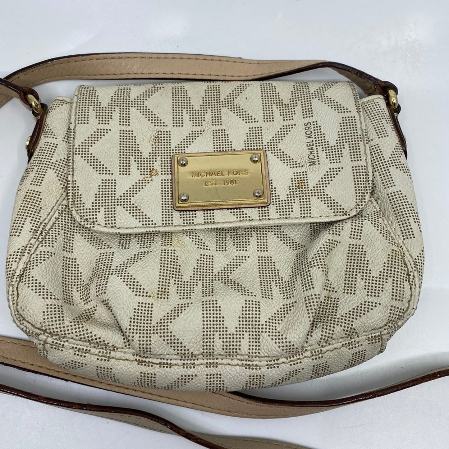 Michael Kors White Leather Crossbody Bag