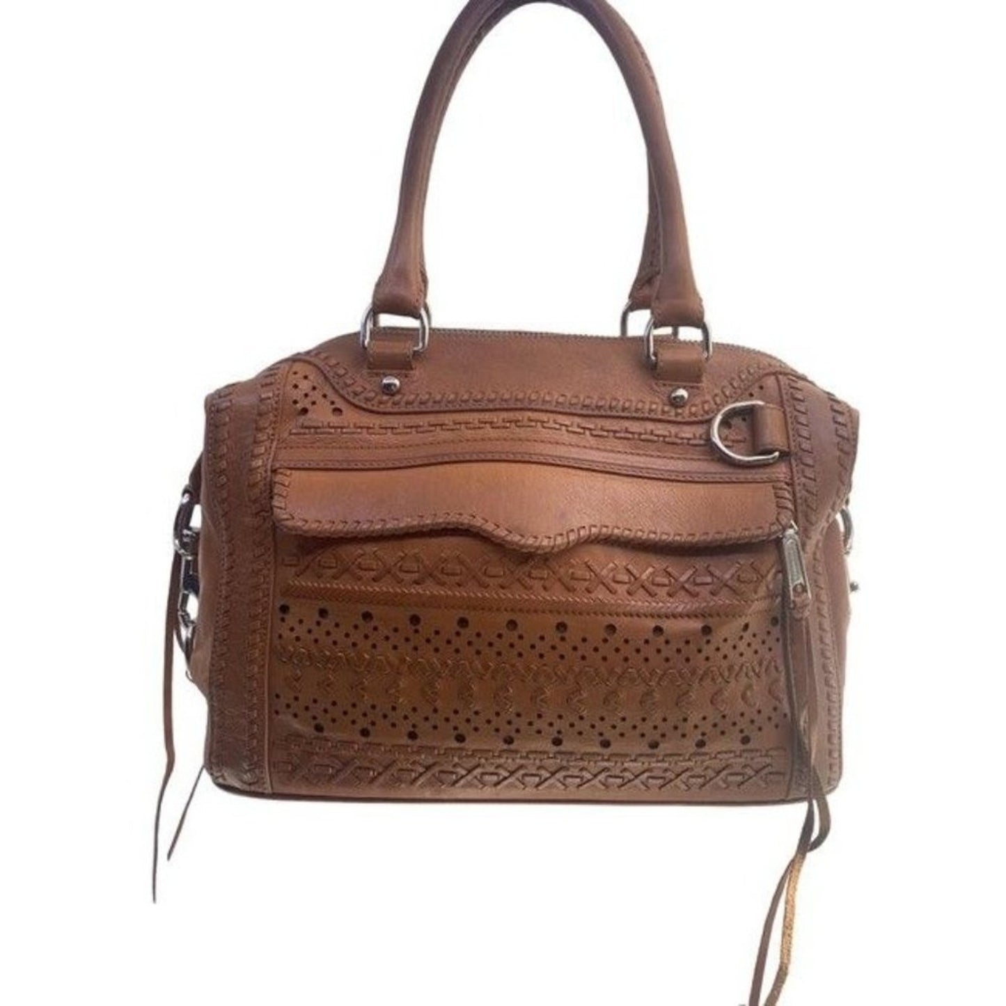 Rebecca Minkoff Weave Tassle Tan Leather Shoulder Bag