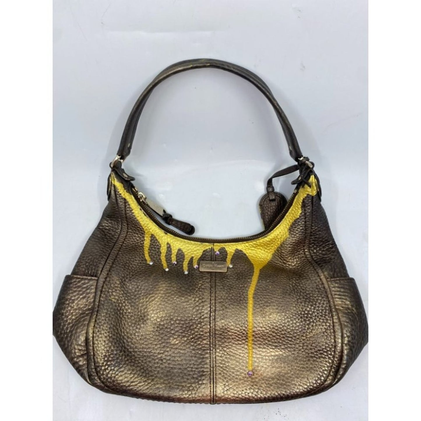 Cole Haan Leather Crossbody Brown Gold Customized