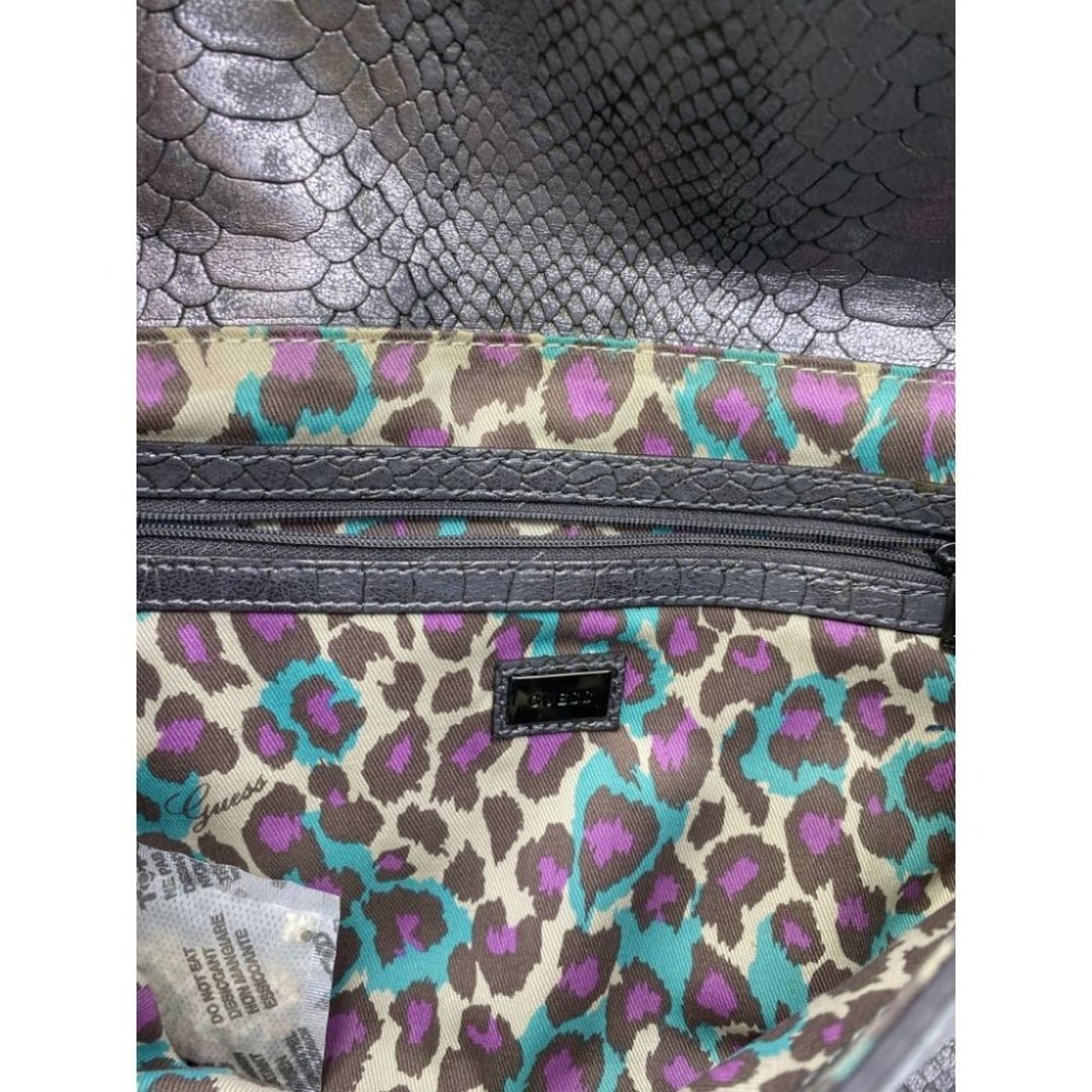Guess Gray Snakeskin Faux Leather Shoulder Bag