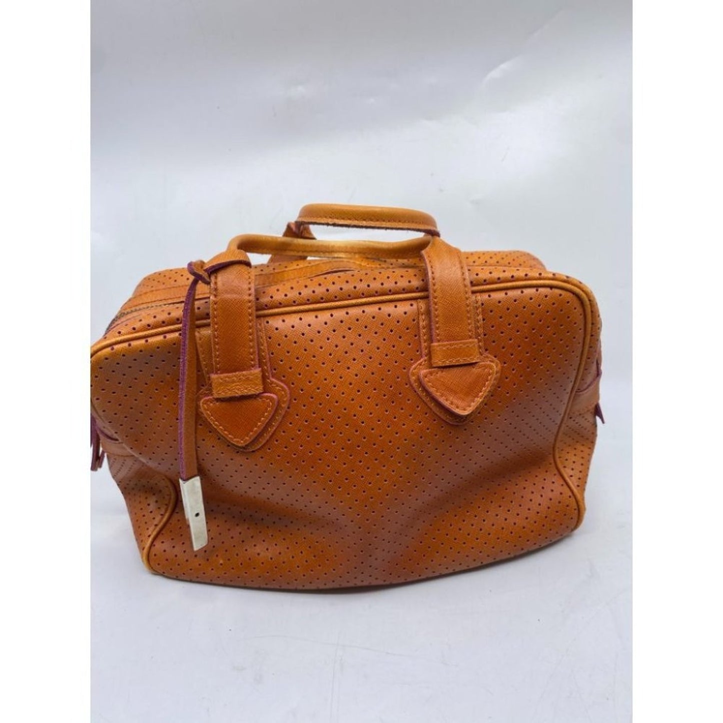 Innue Orange Leather Tote Bag
