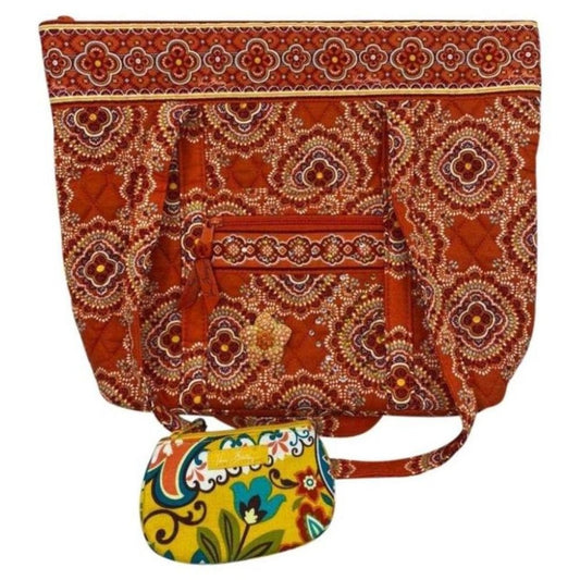 NWT! Vera Bradley Quilted Bag w Wallet Red Beige