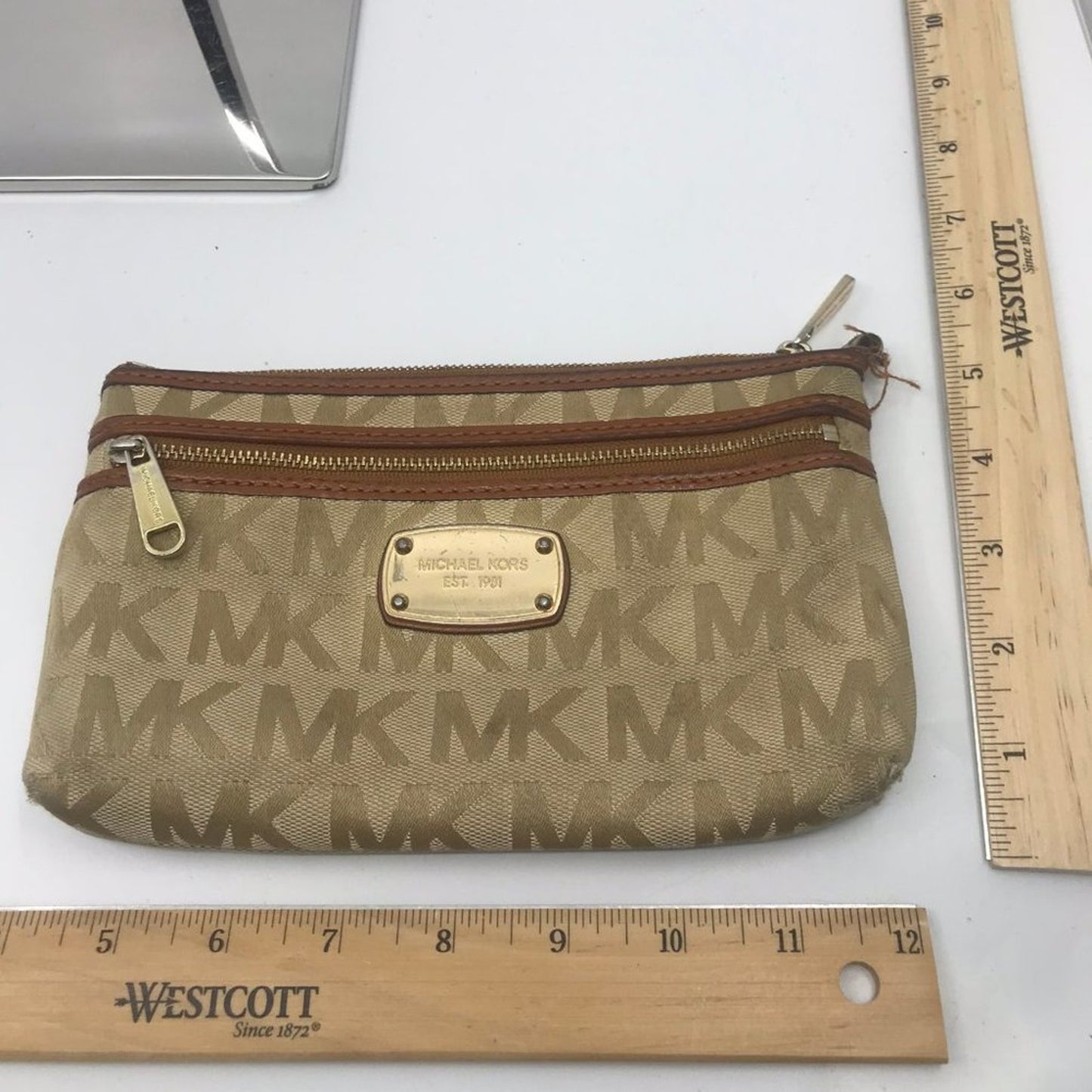 Michael Kors Fabric Tan Brown Wristlet