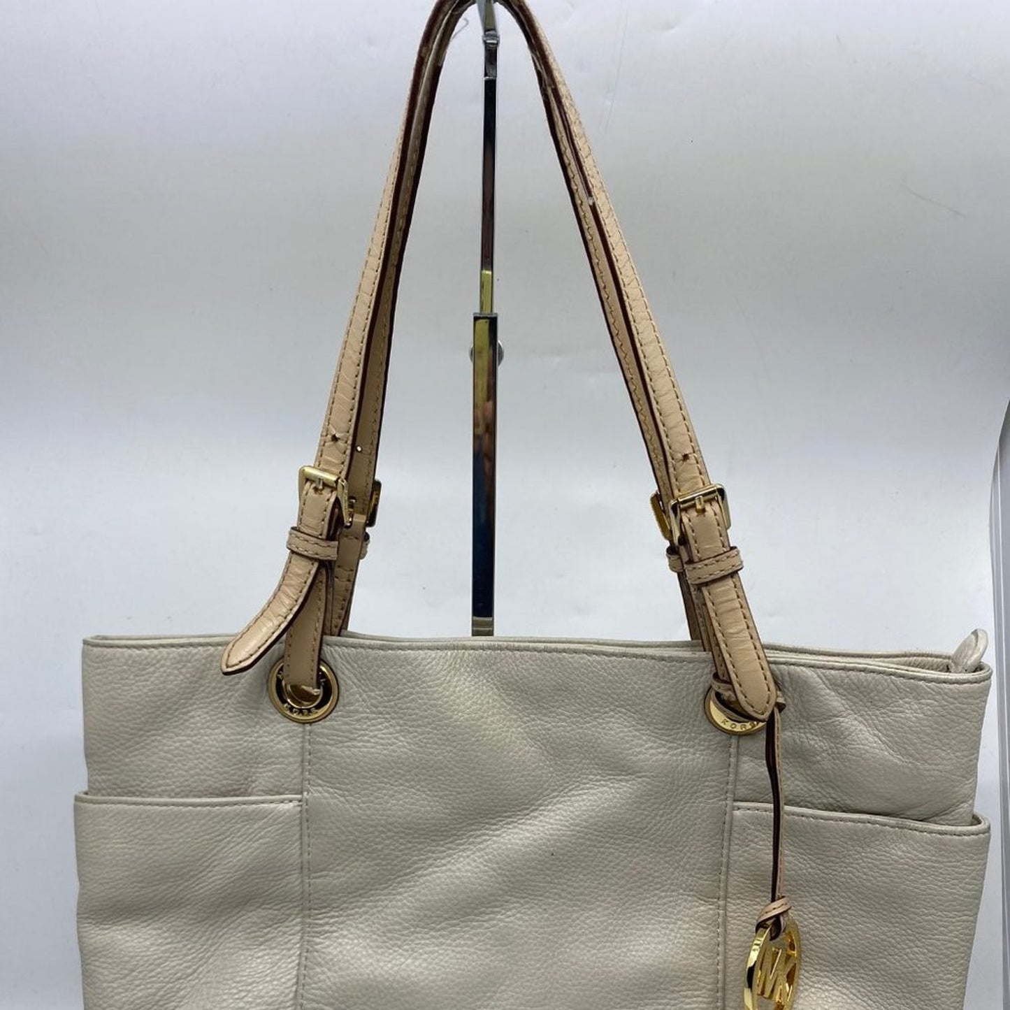 Michael Kors Large White Cream Leather Tote Bag