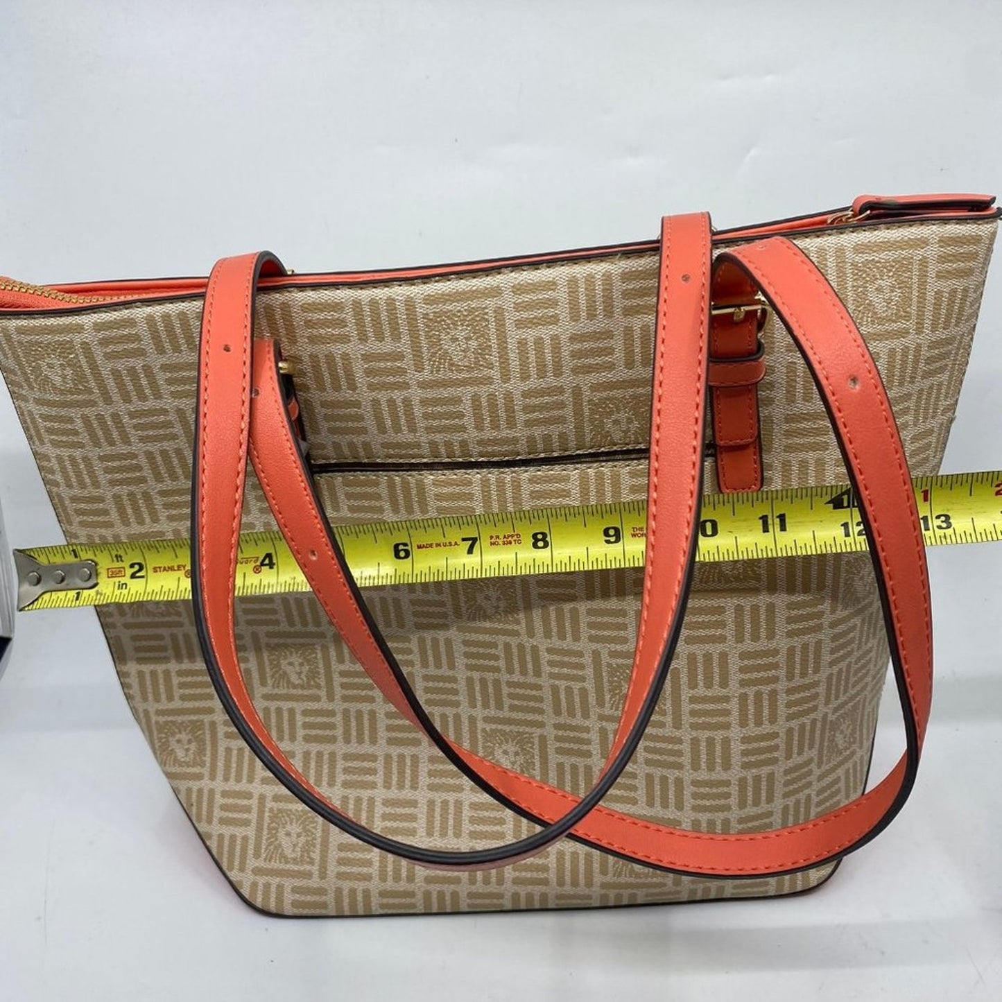 Ann Klein Tan Fabric Large Shopping Tote