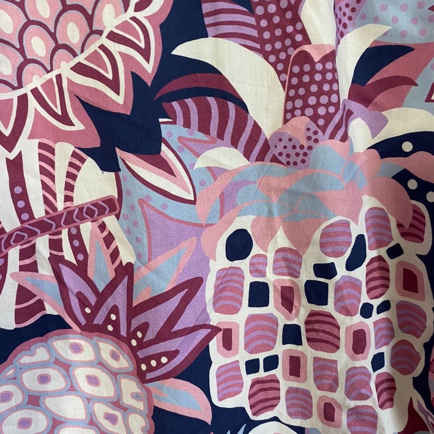 Pineapple Print Short Sleeve Button Down Shirt M
