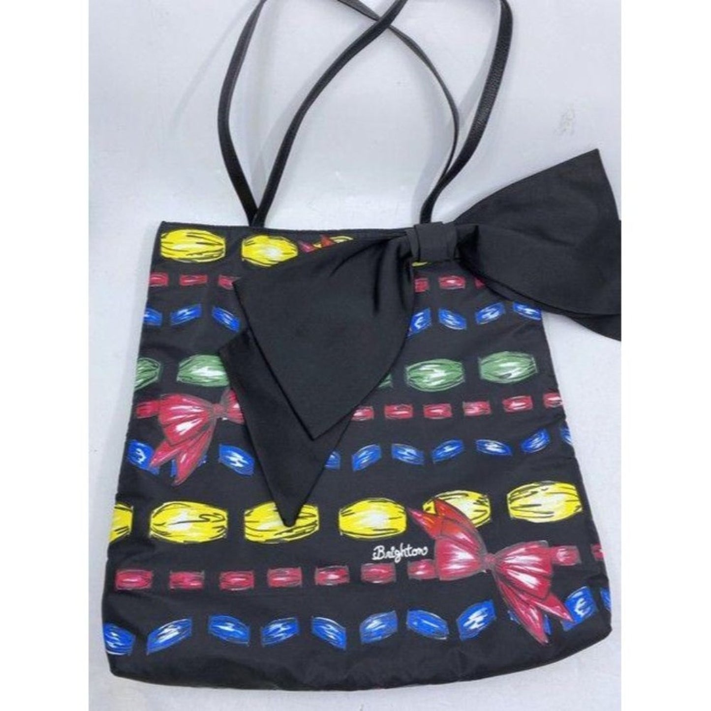 brighton bag black with multicolor nylon tote