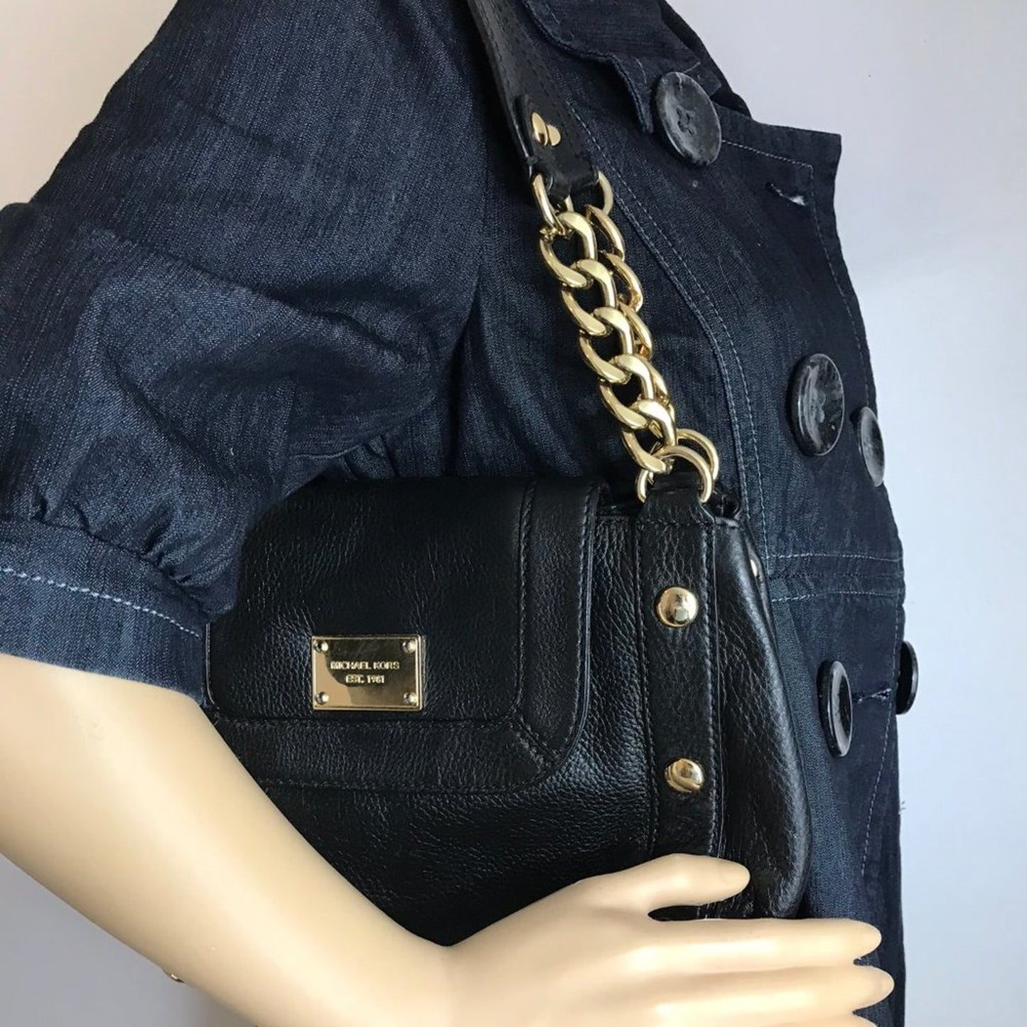 Michael Kors Black Large PU Leather Tote Bag