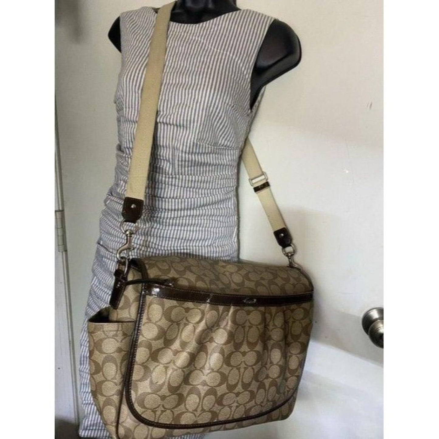coach tote msrp tan brown coated canvas messenger