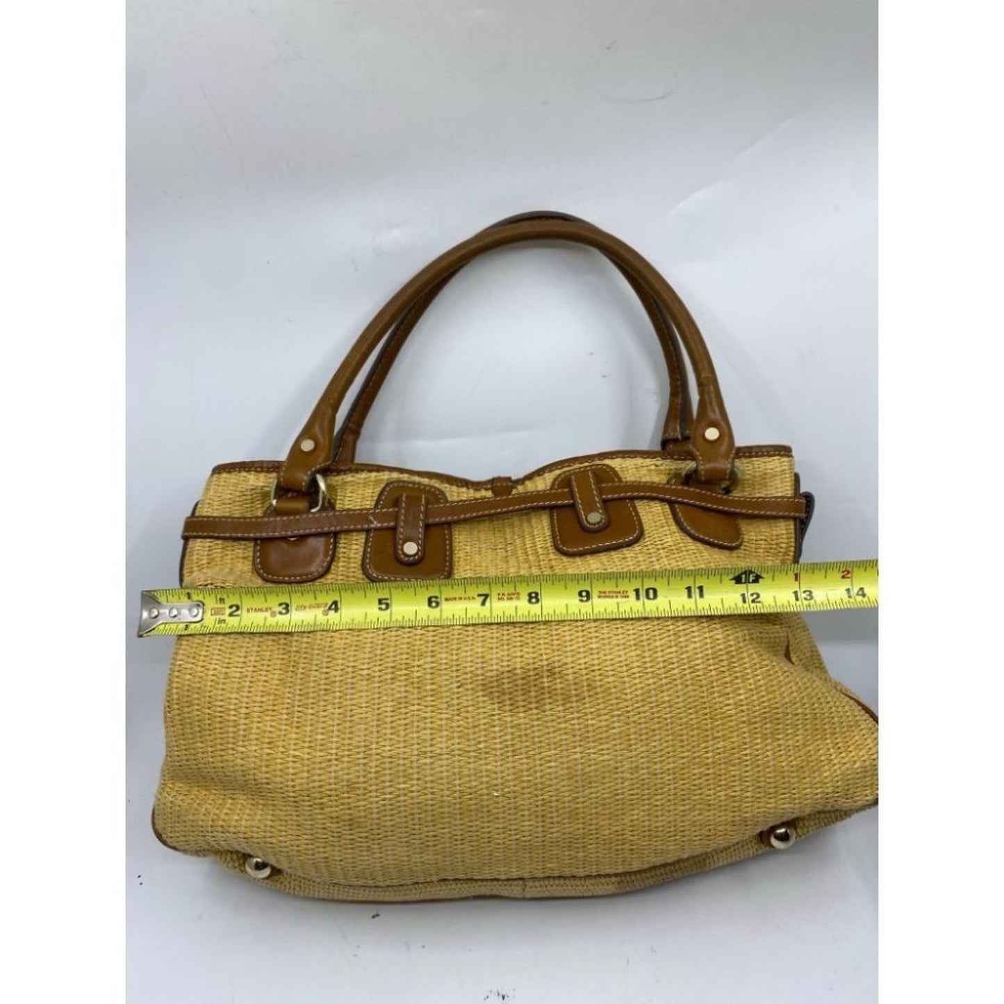 Michael Kors Yellow Brown Woven Tote Bag