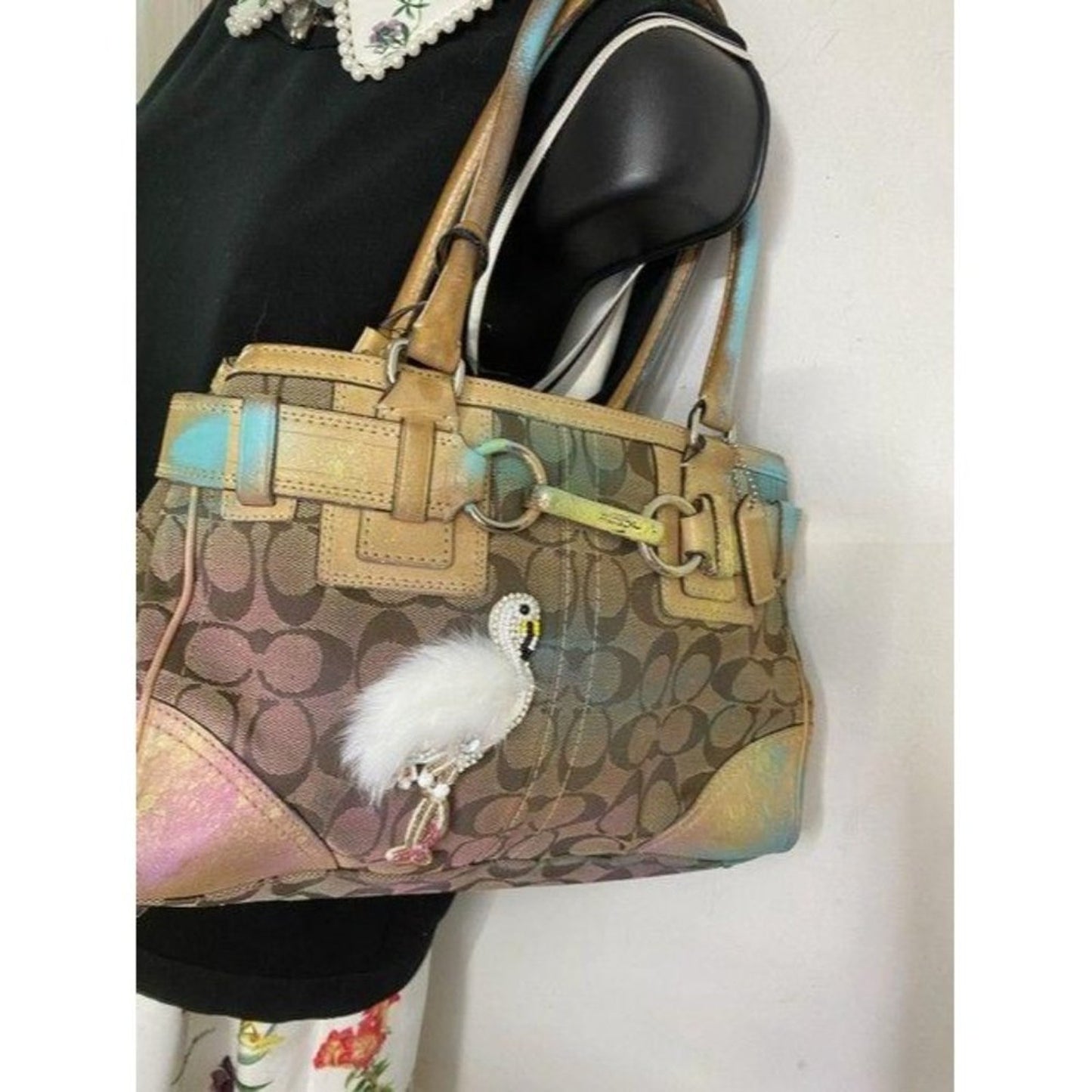 coach graffiti customized with and applique tan sh