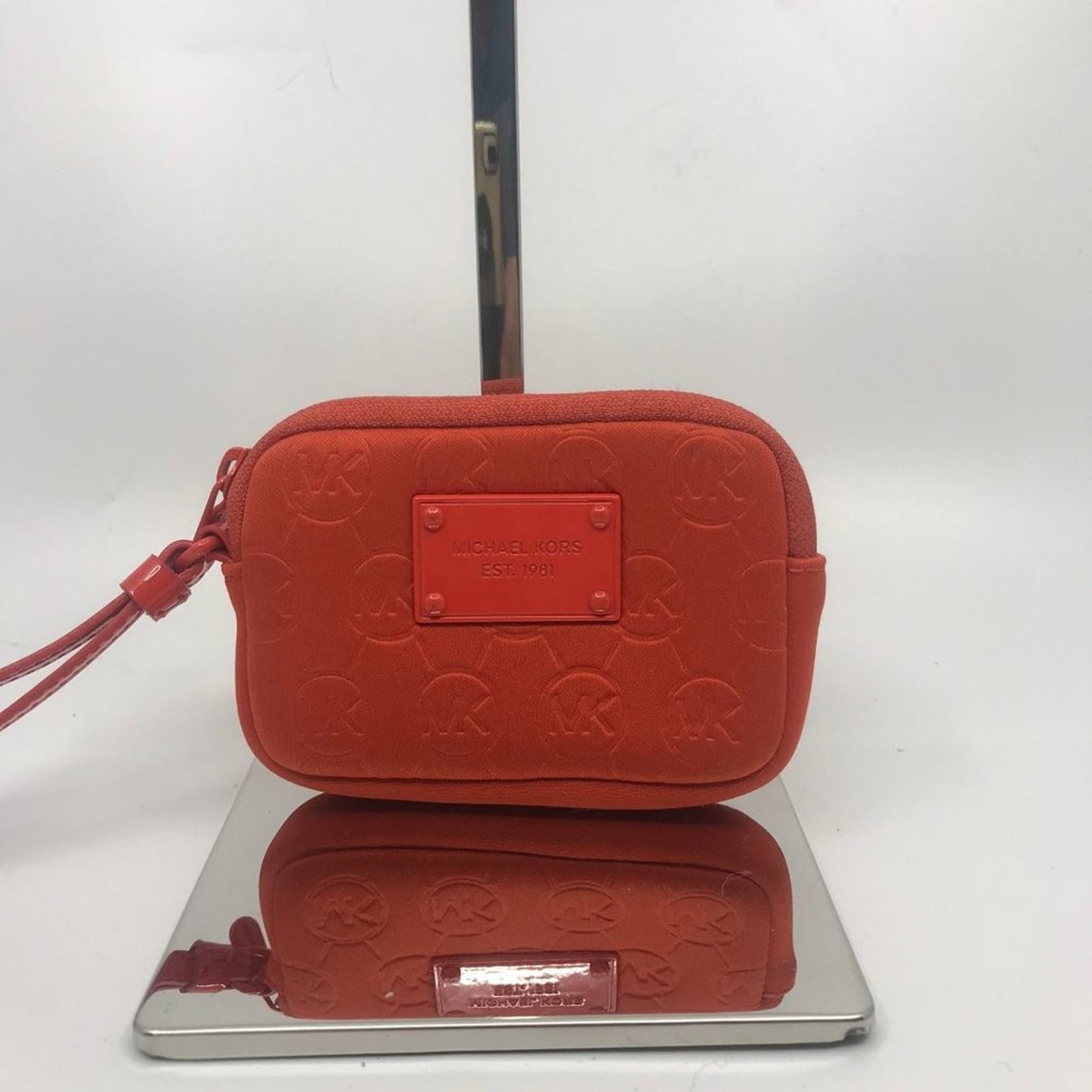 Michael Kors Embossed Leather Red Wristlet