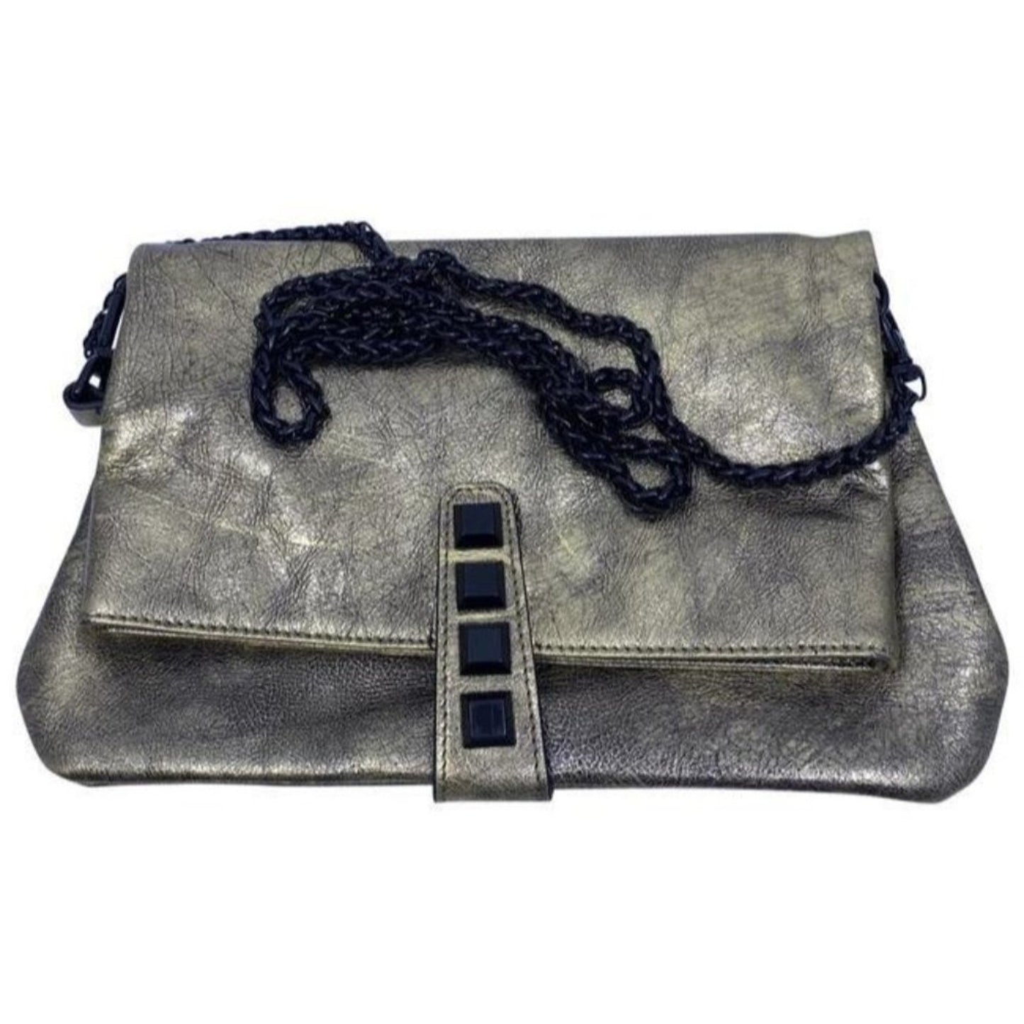 Nicole Miller Nwot Msrp Gold Leather Cross Body Ba