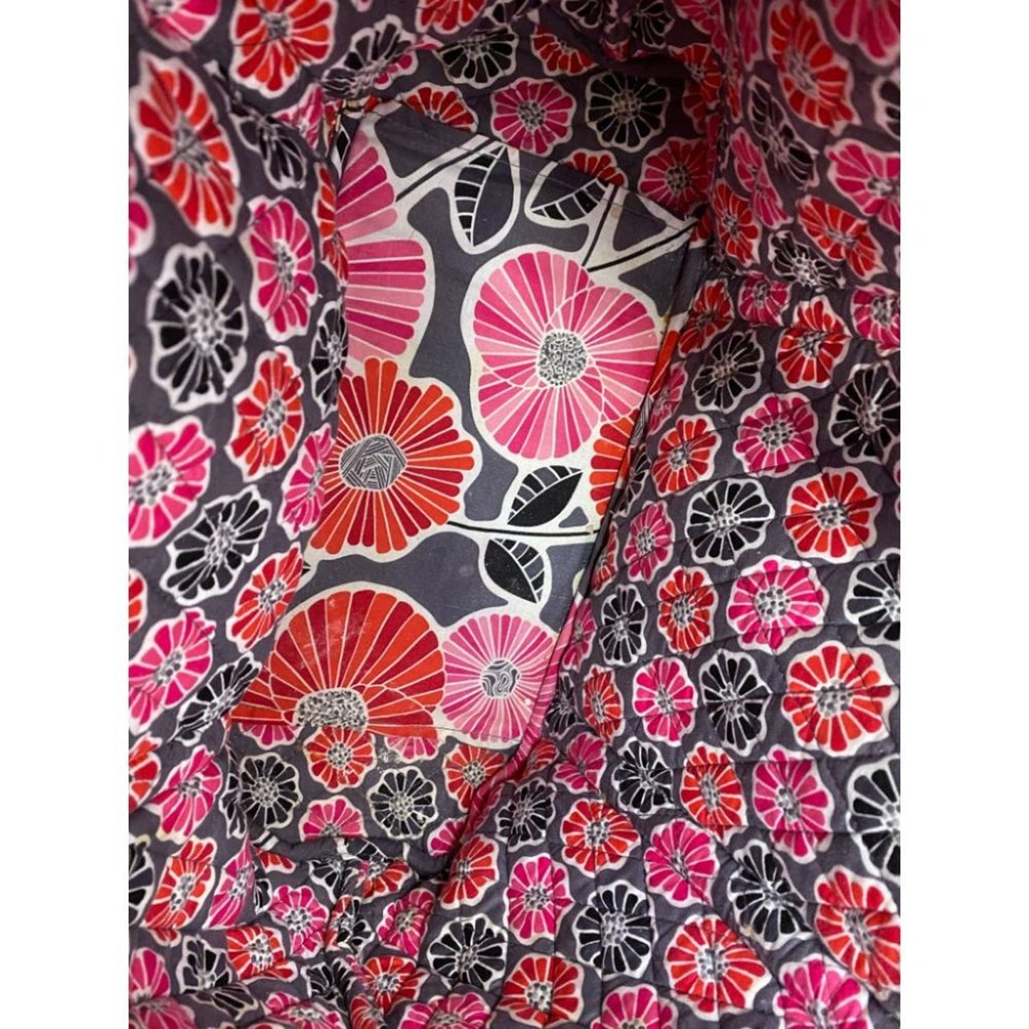 VERA BRADLEY Black Pink Large Quilted Tote Bag