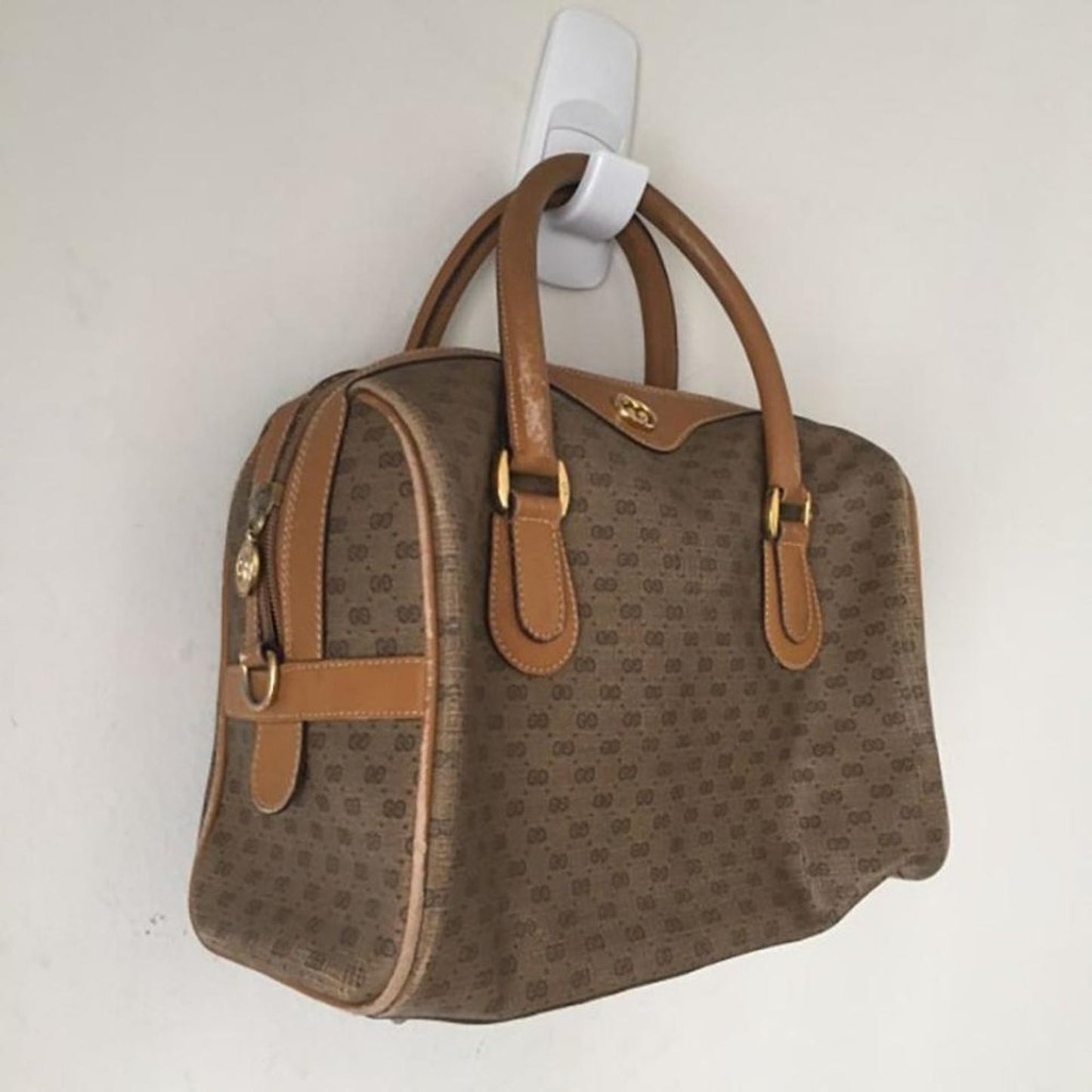 Gucci Boston Bag Monogrammed Vintage Brown Tote