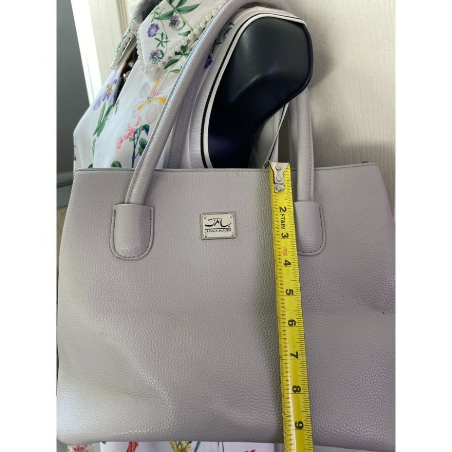 Jessica Moore Gray Faux Leather Shoulder Bag