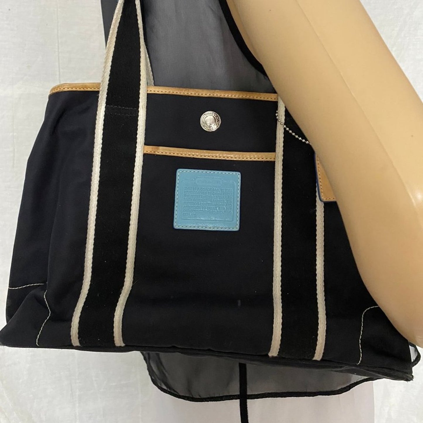 COACH M Size Black Fabric Shoppers Tote