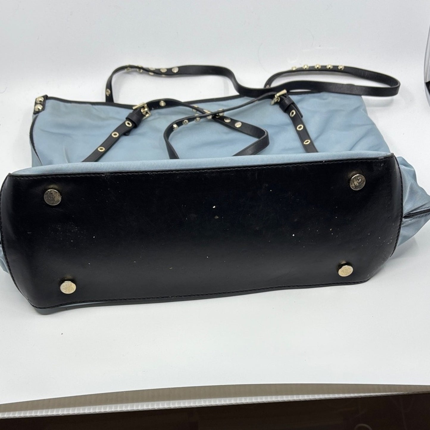 Michael Kors Light Blue and Black Studded Tote
