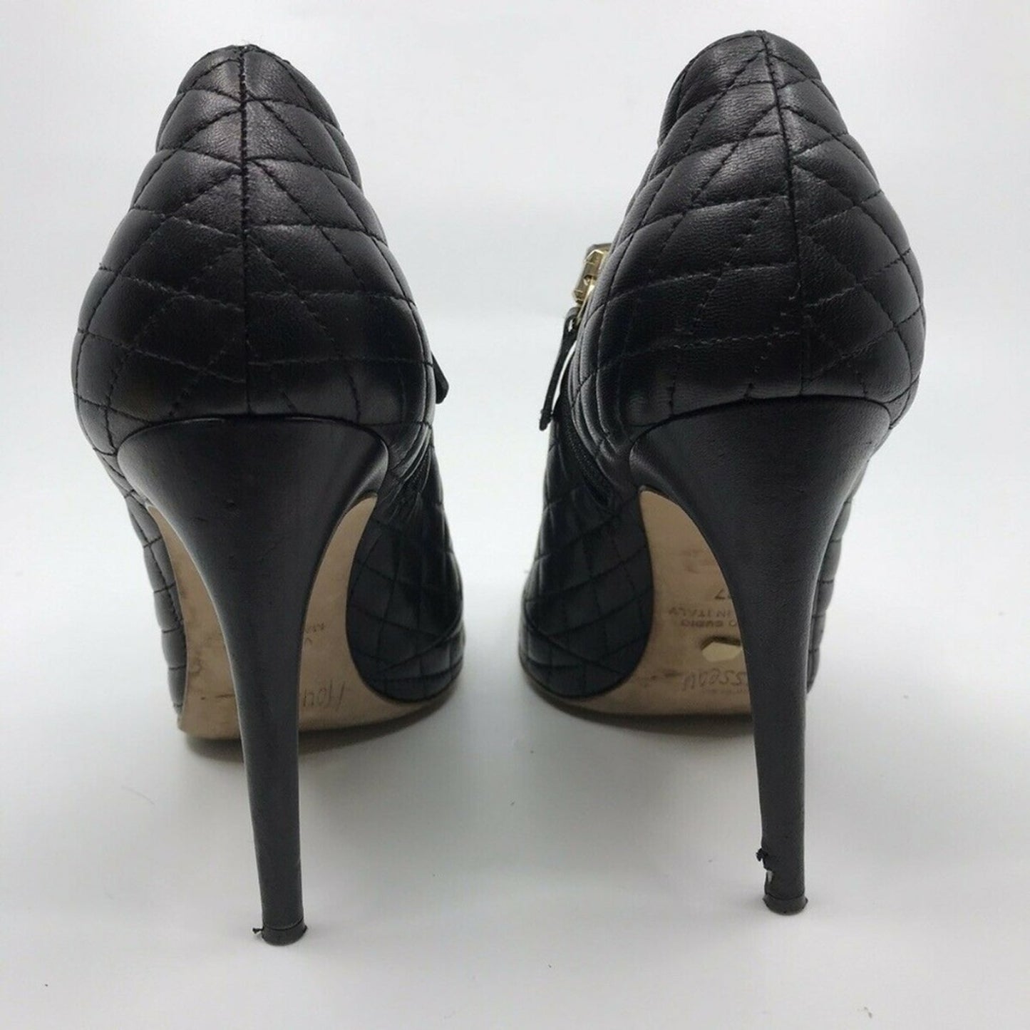 JEROME C ROUSSEAU Black Leather Quilted High Heel