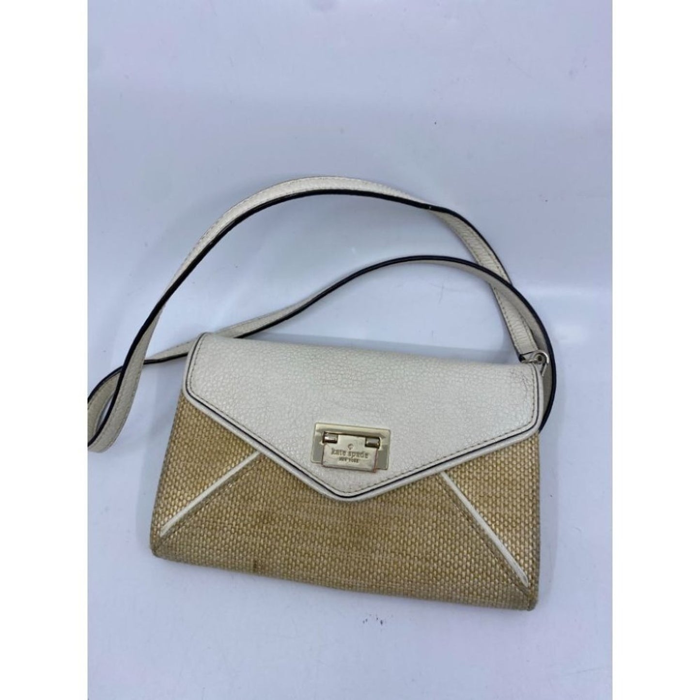 Kate Spade White Tan Fabric Crossbody Bag
