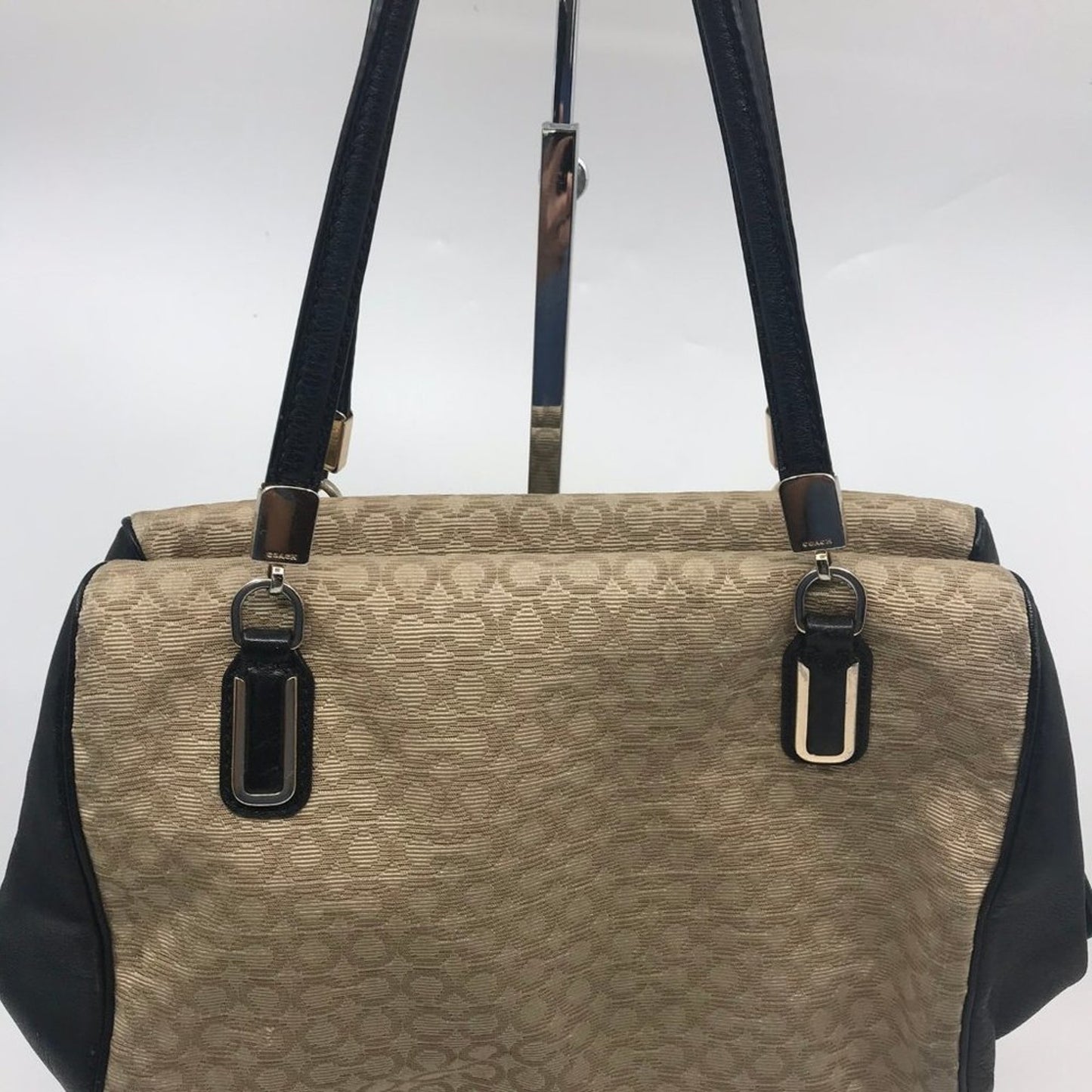COACH Customized Tan Black Fabric Shoulder Bag