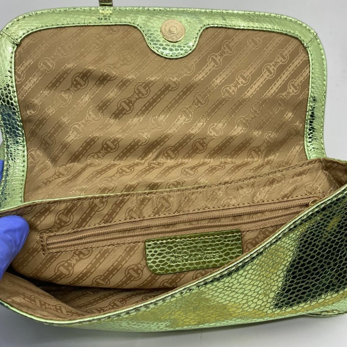 Michael Kors Green Shiny Leather Wristlet