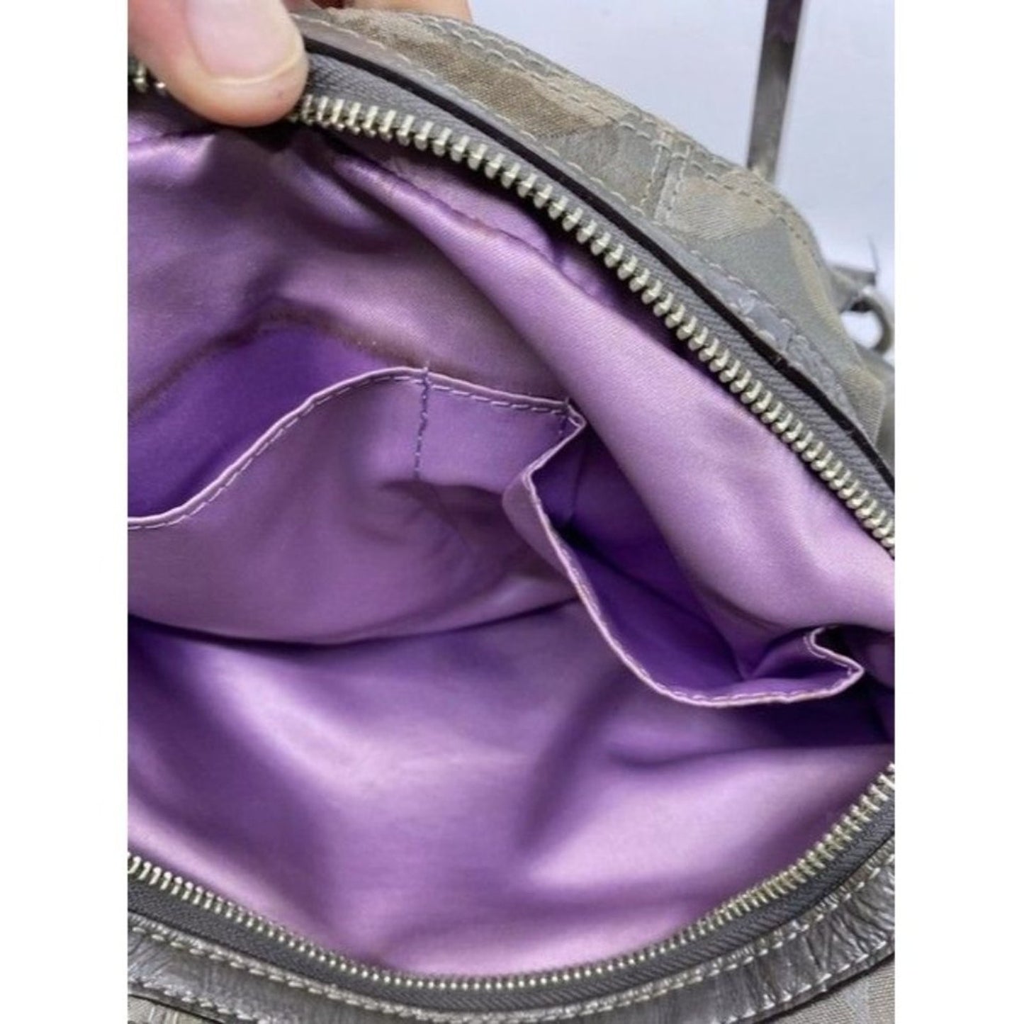 Coach Eddie Triple Compartment Gray Fabric Shoulde