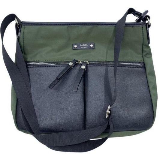 tutilo black green nylon cross body bag