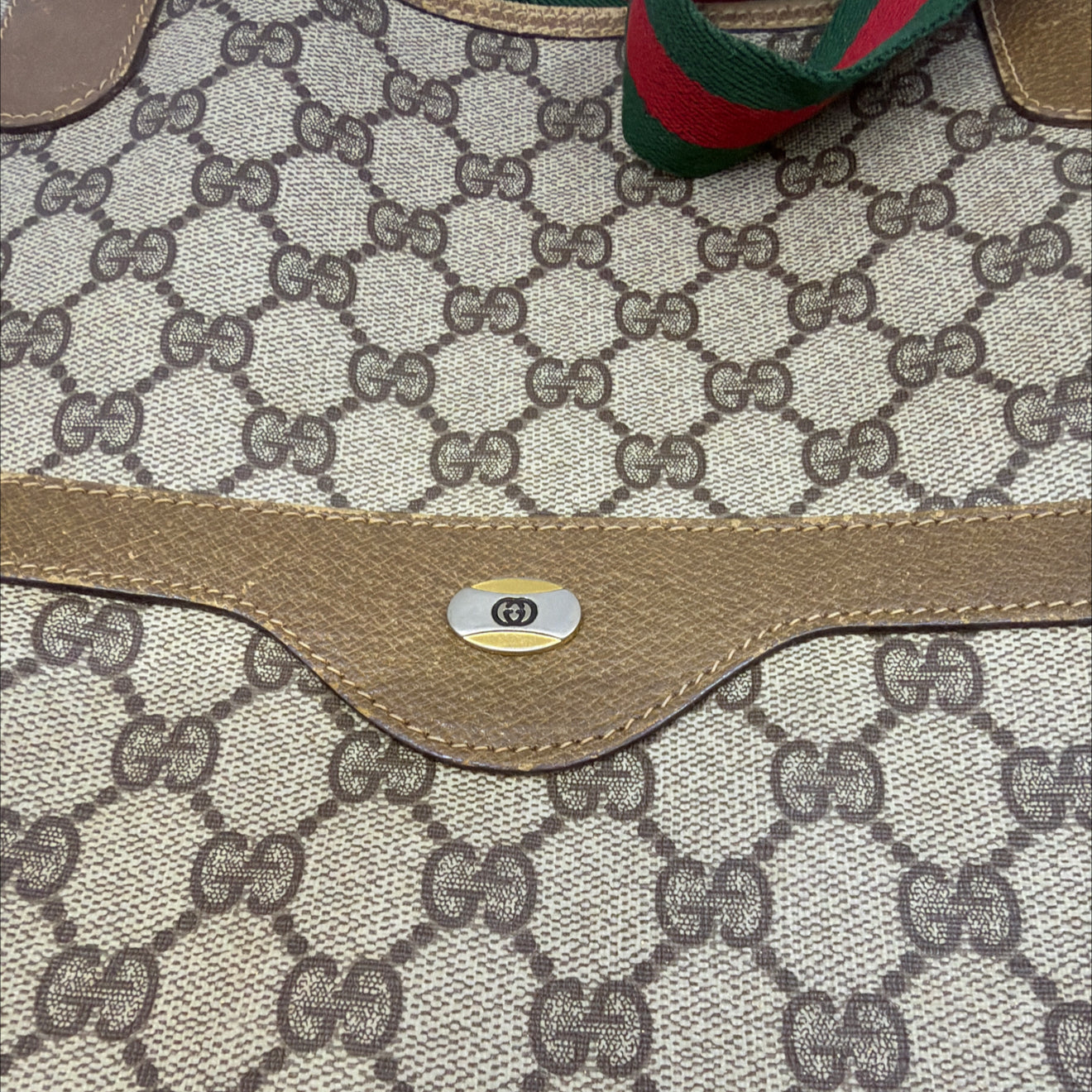 Gucci Vintage Tote Bag Beige GG Supreme Canvas