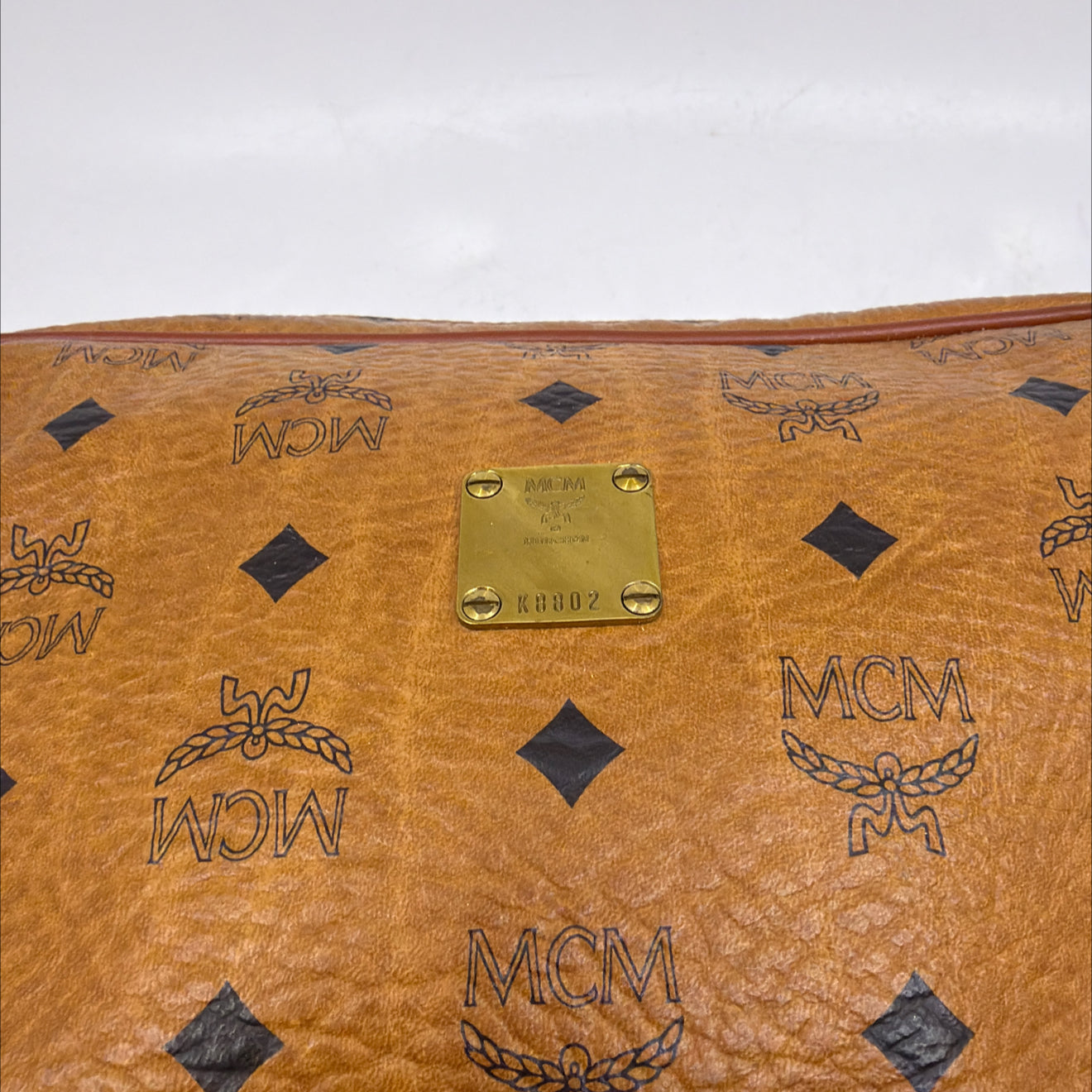 MCM Visetos Camera Cognac Coated Canvas Crossbody Bag