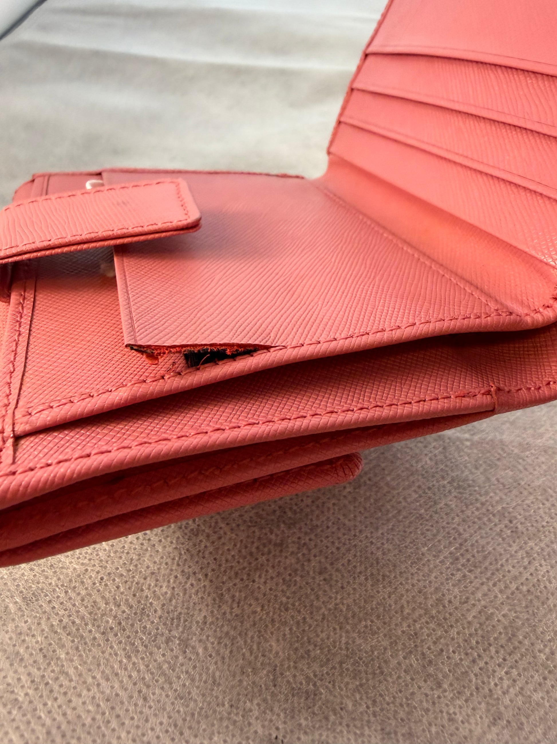 Prada Saffiano Leather Rose Pink Compact Wallet