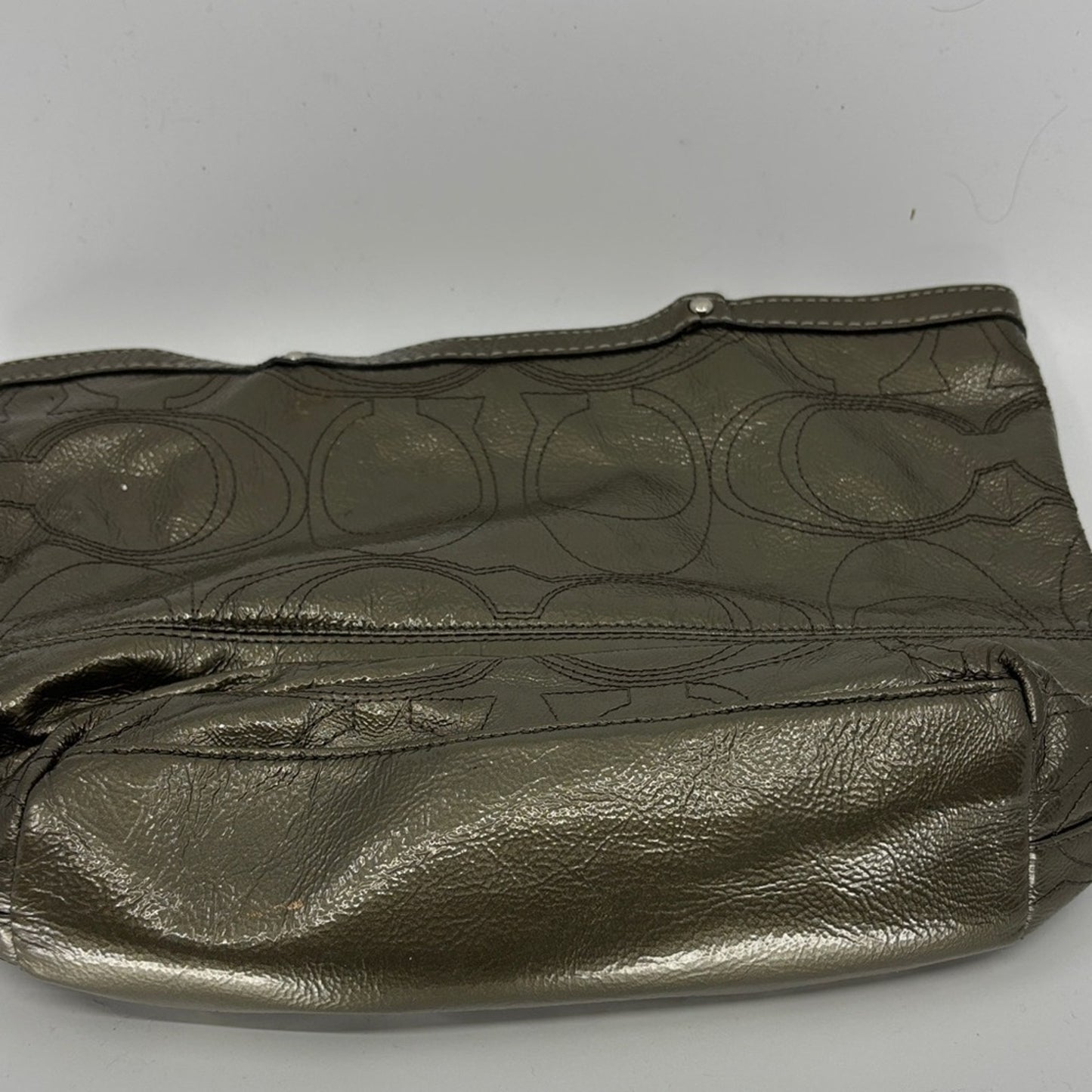 Coach Metallic Olive Leather Tote