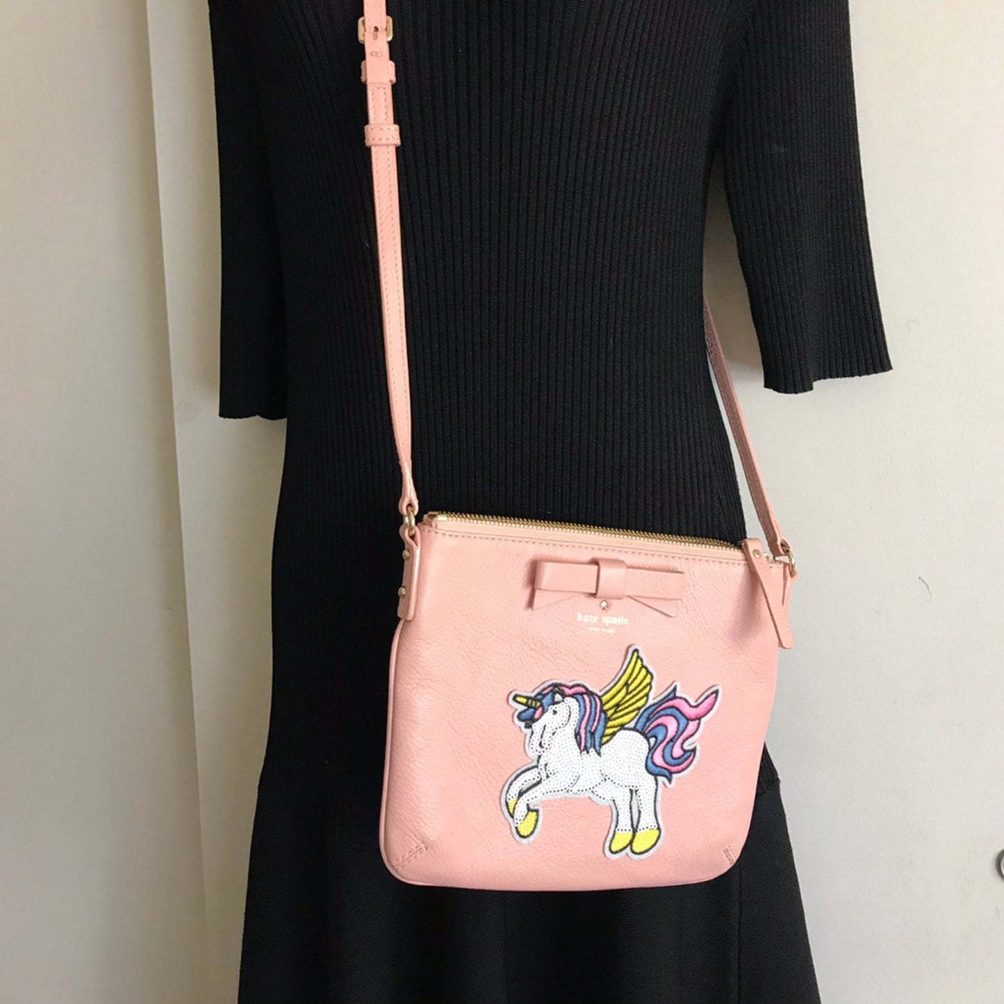 Kate Spade Pink Leather Customized Crossbody Bag