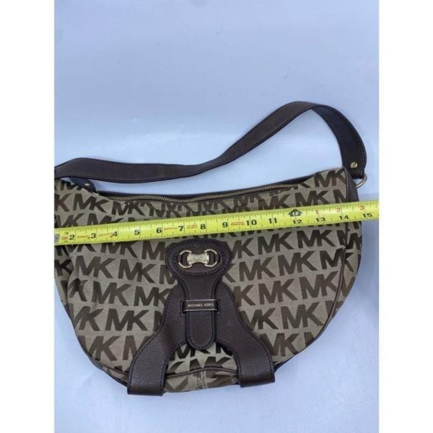 michael kors all over logo brown beige jacquard fa