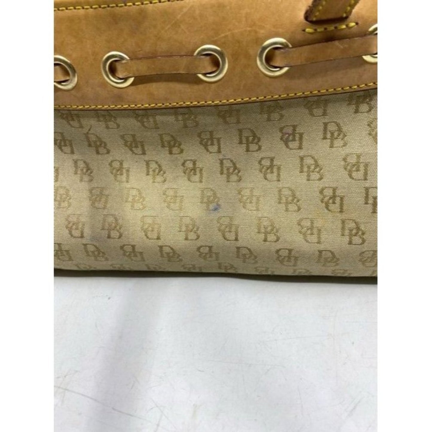 Dooney And Bourke Unique Removable Inside Pocket Tan Fabric Shoulder Bag