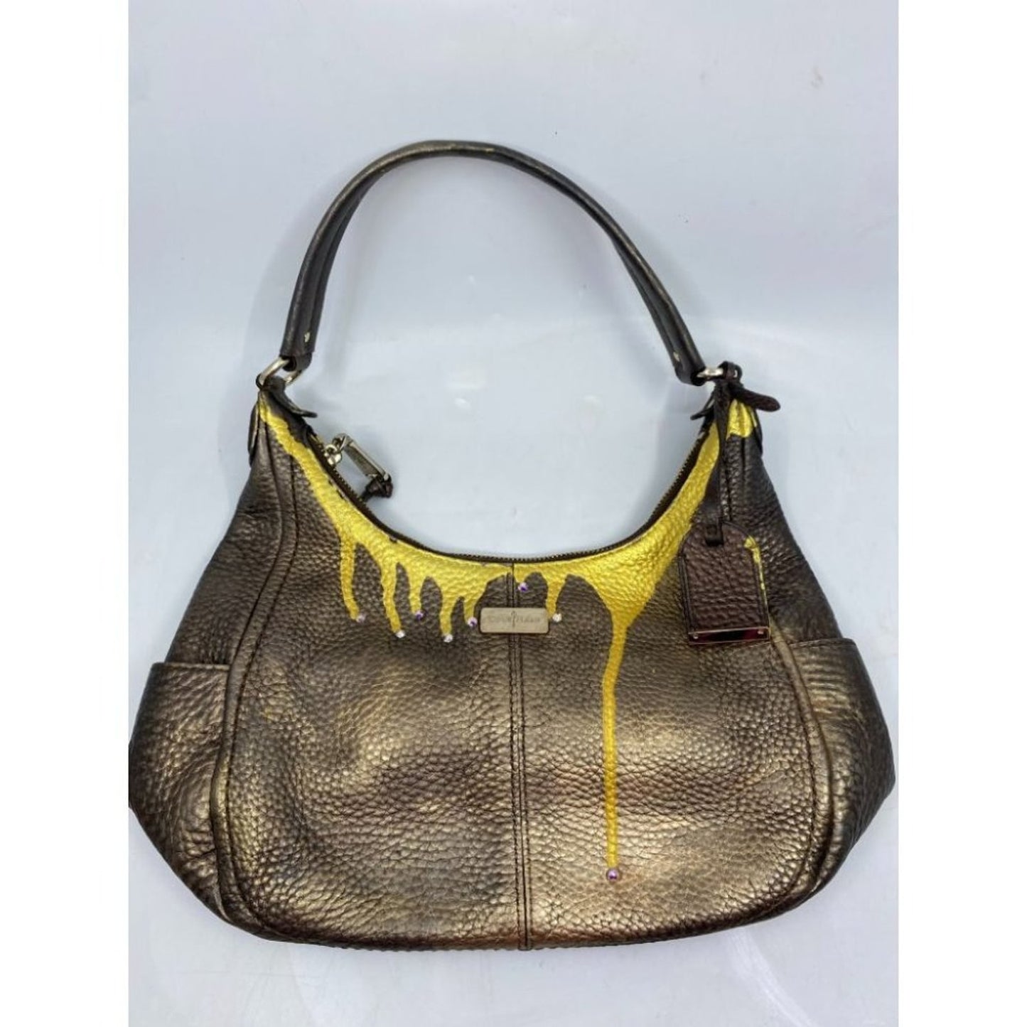 Cole Haan Leather Crossbody Brown Gold Customized