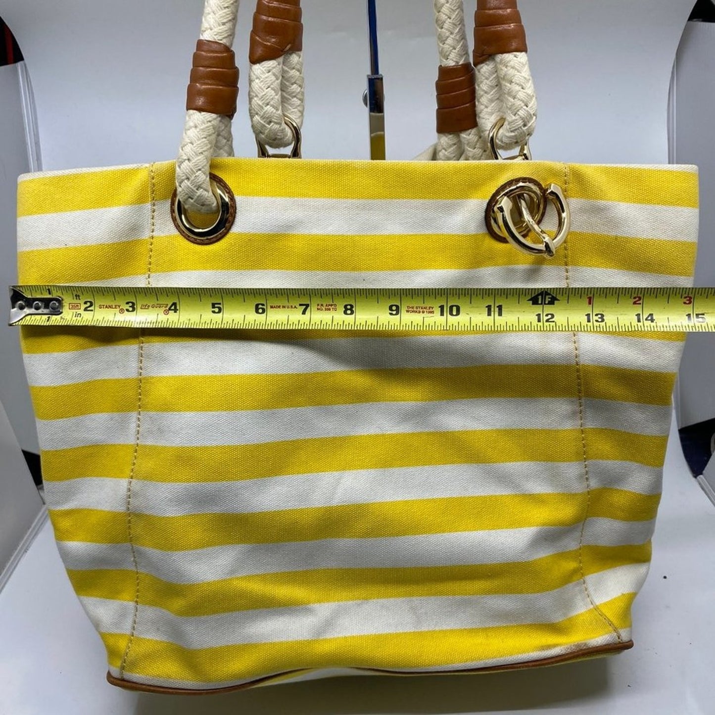Michael Kors XL Yellow/White Canvas Fabric Handbag