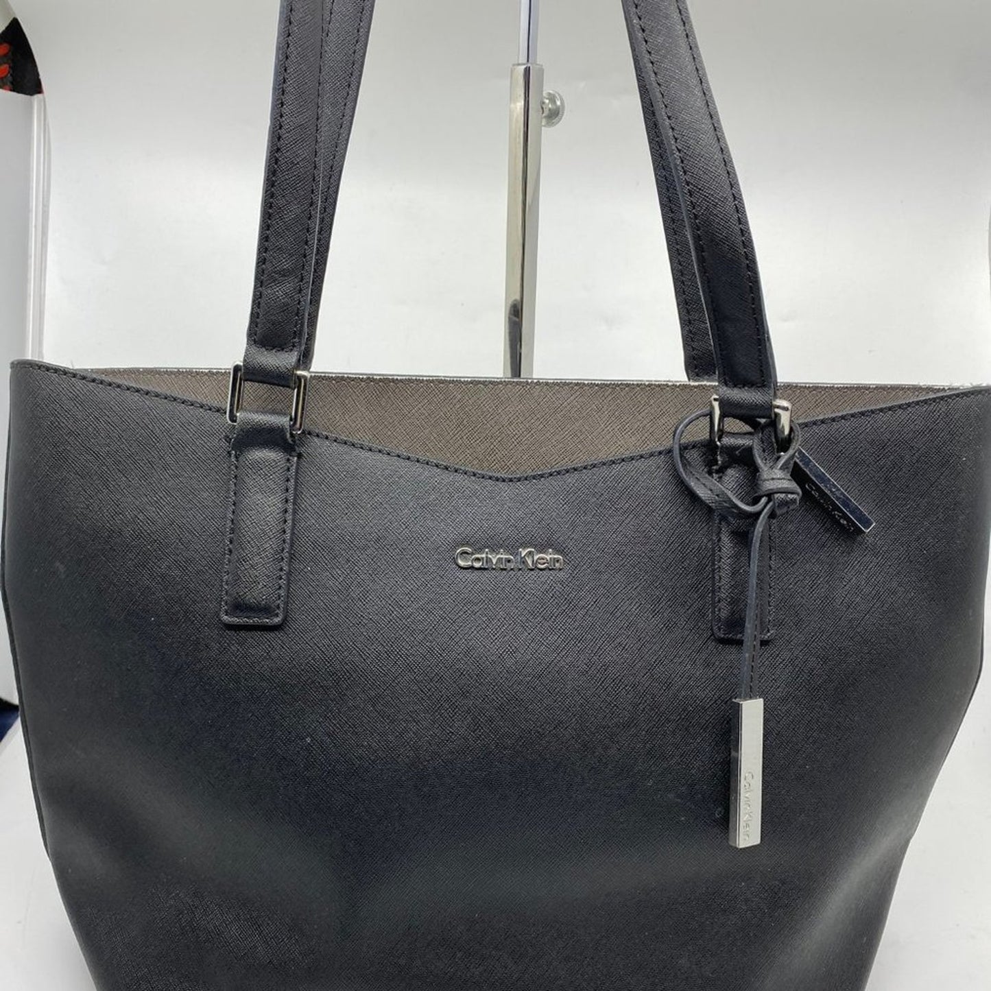 Calvin Klein Black Large Saffiano Leather Tote Bag