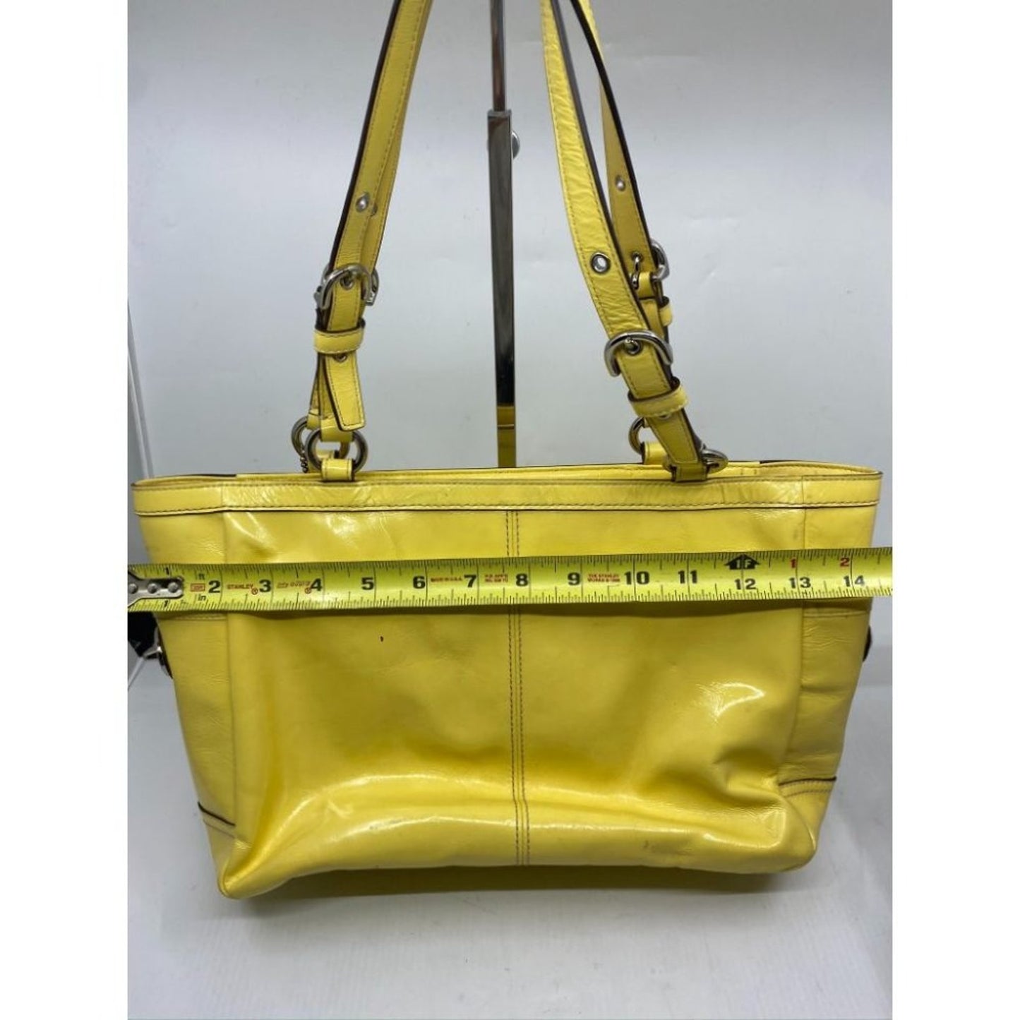 COACH Medium Patent Leather Shoulder Bag Yellow