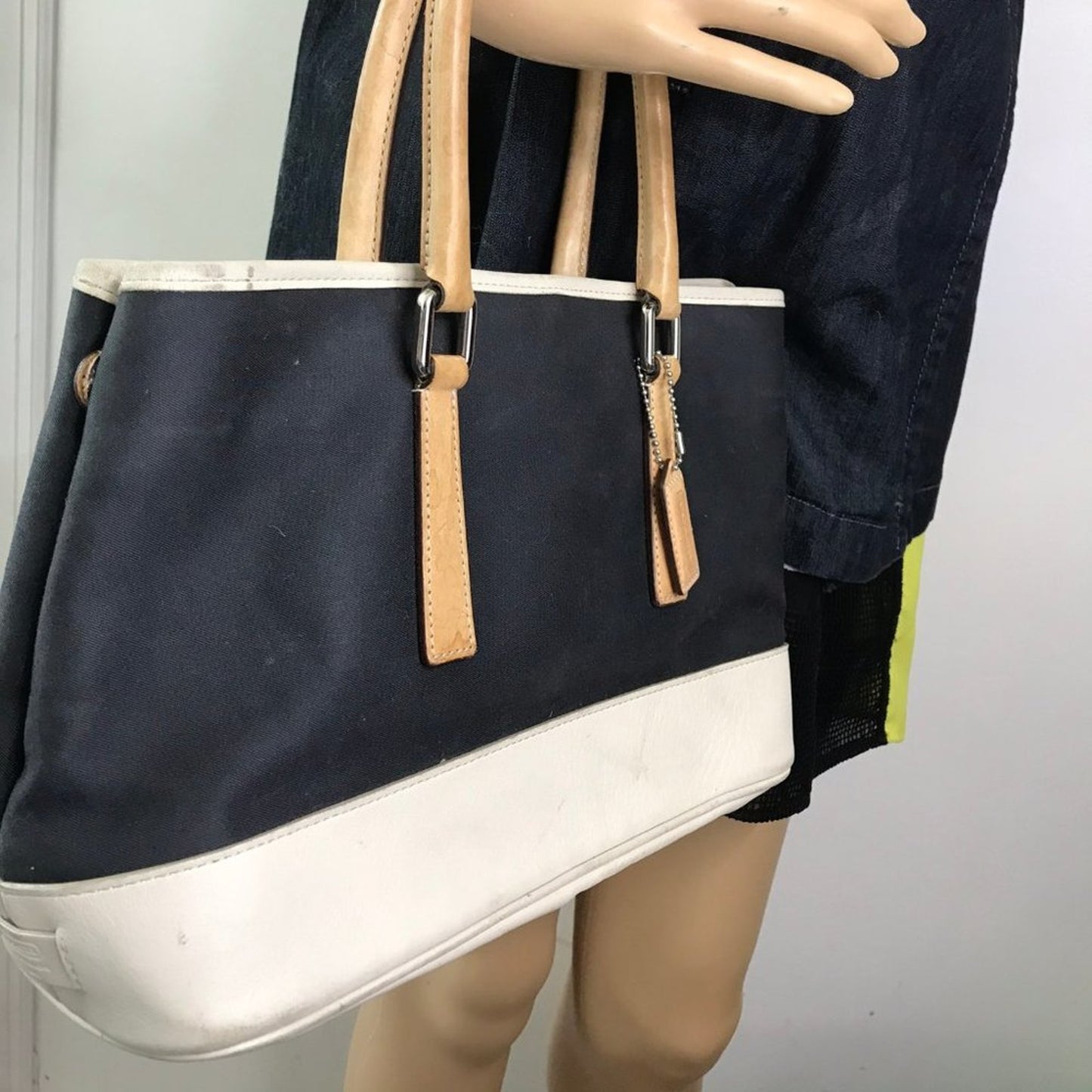 COACH Black White Fabric Tote Bag