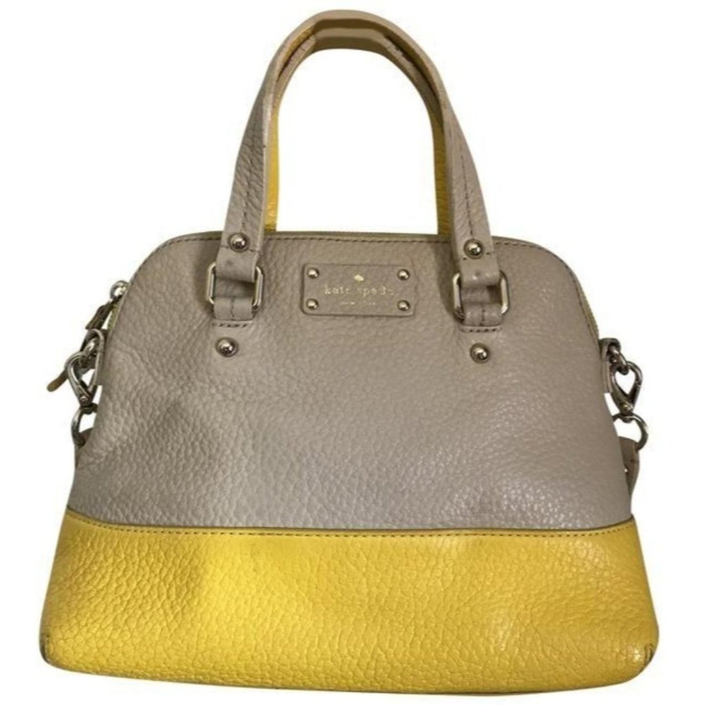 kate spade tote beige yellow leather cross body ba