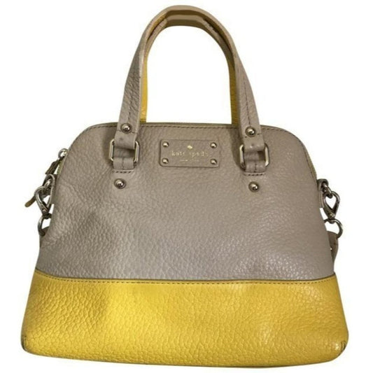 kate spade tote beige yellow leather cross body ba