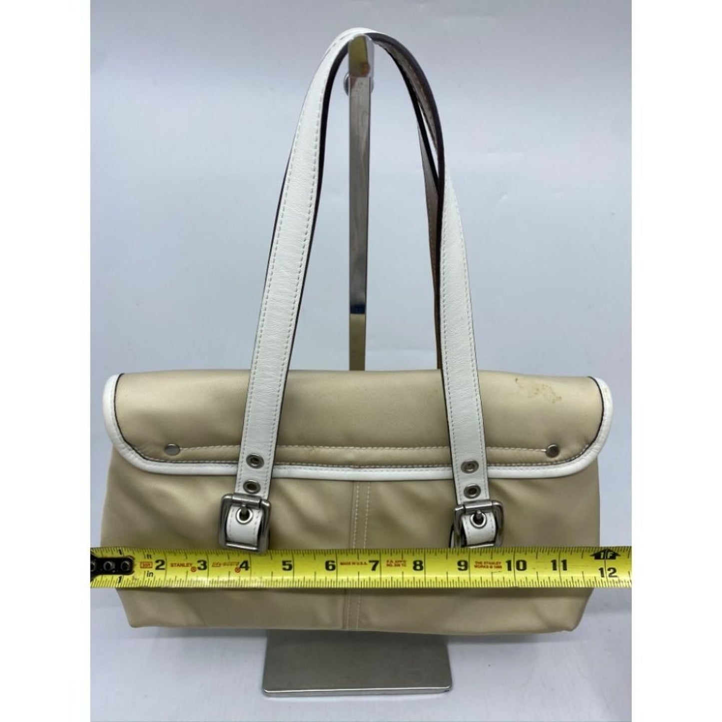 COACH Small Handbag Tan White Shoulder Travel Bag