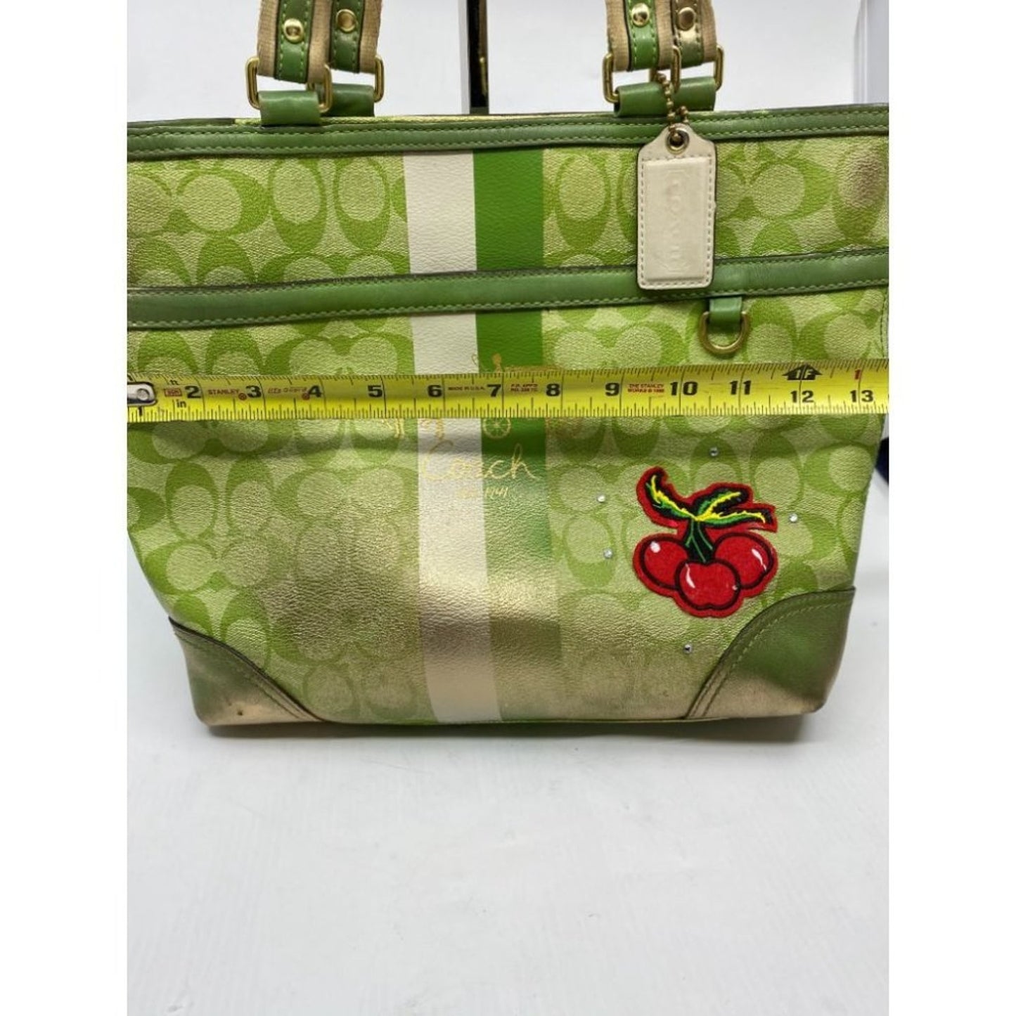 COACH Customized w/ Applique Green Tote Bag