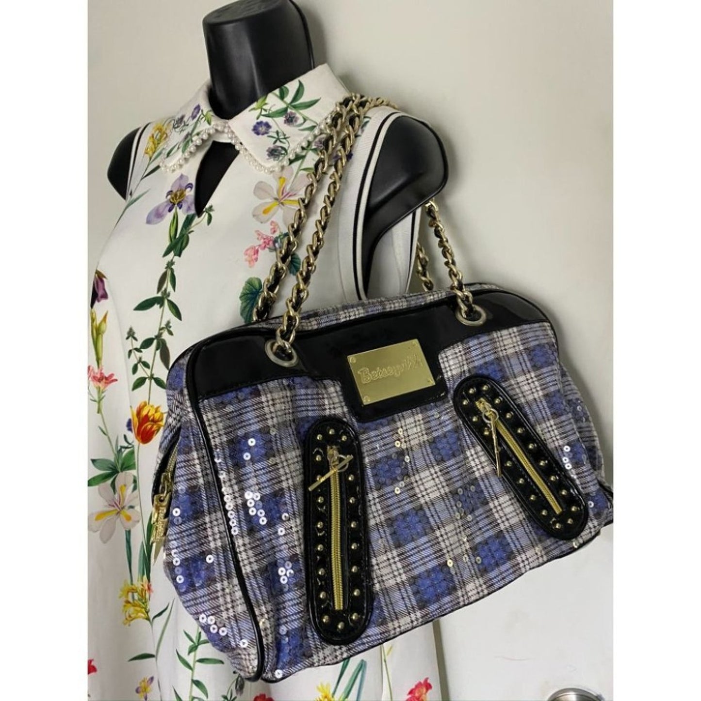 BETSEY JOHNSON Faux Leather Multicolor Tote Bag