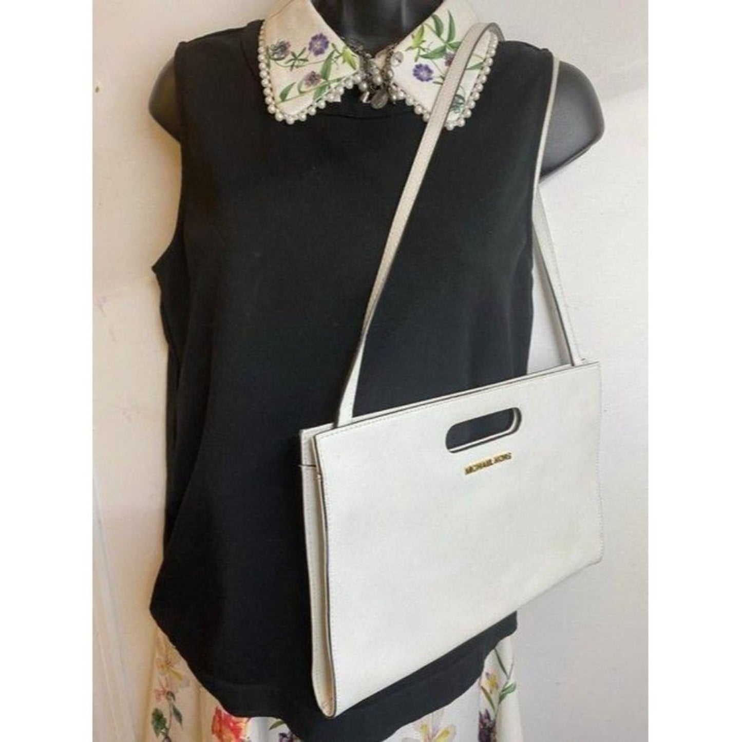 michael kors small handbag white leather hobo bag