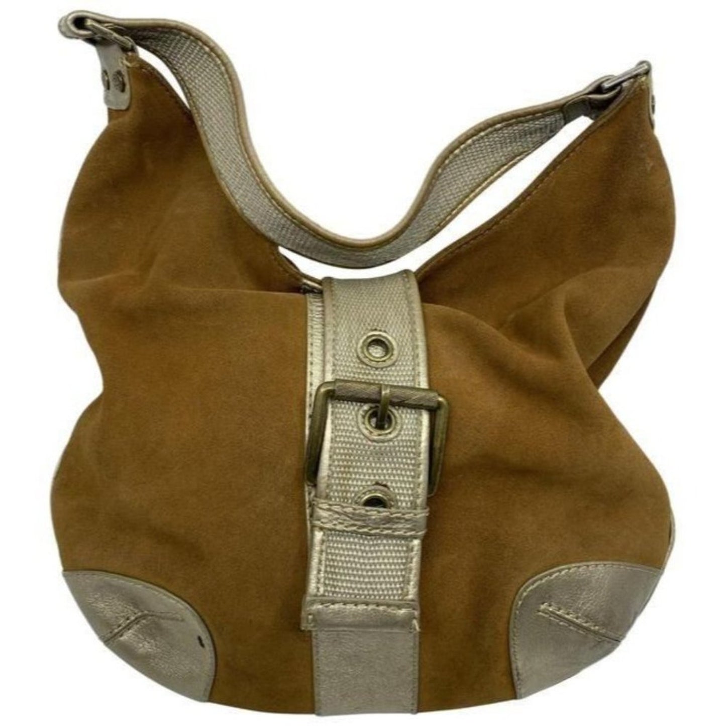 michael kors orange silver suede leather hobo bag