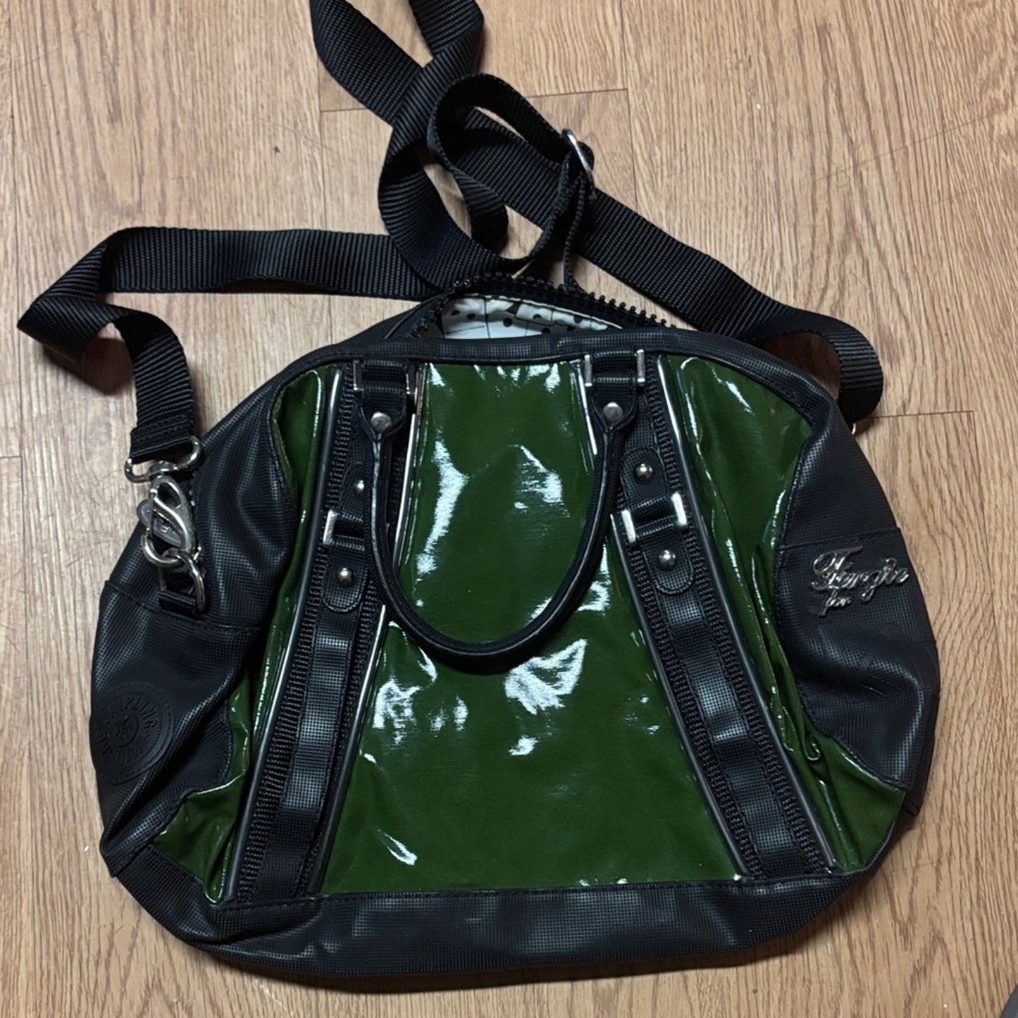 Kipling Glossy Green and Black Shoulder Bag