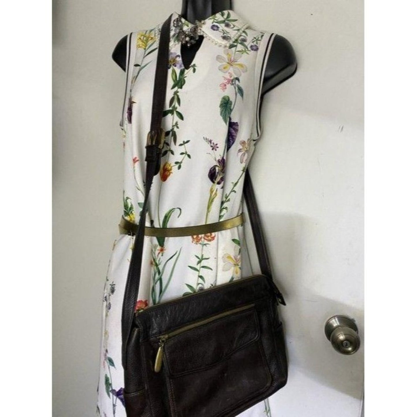 valerie stevens brown leather cross body bag