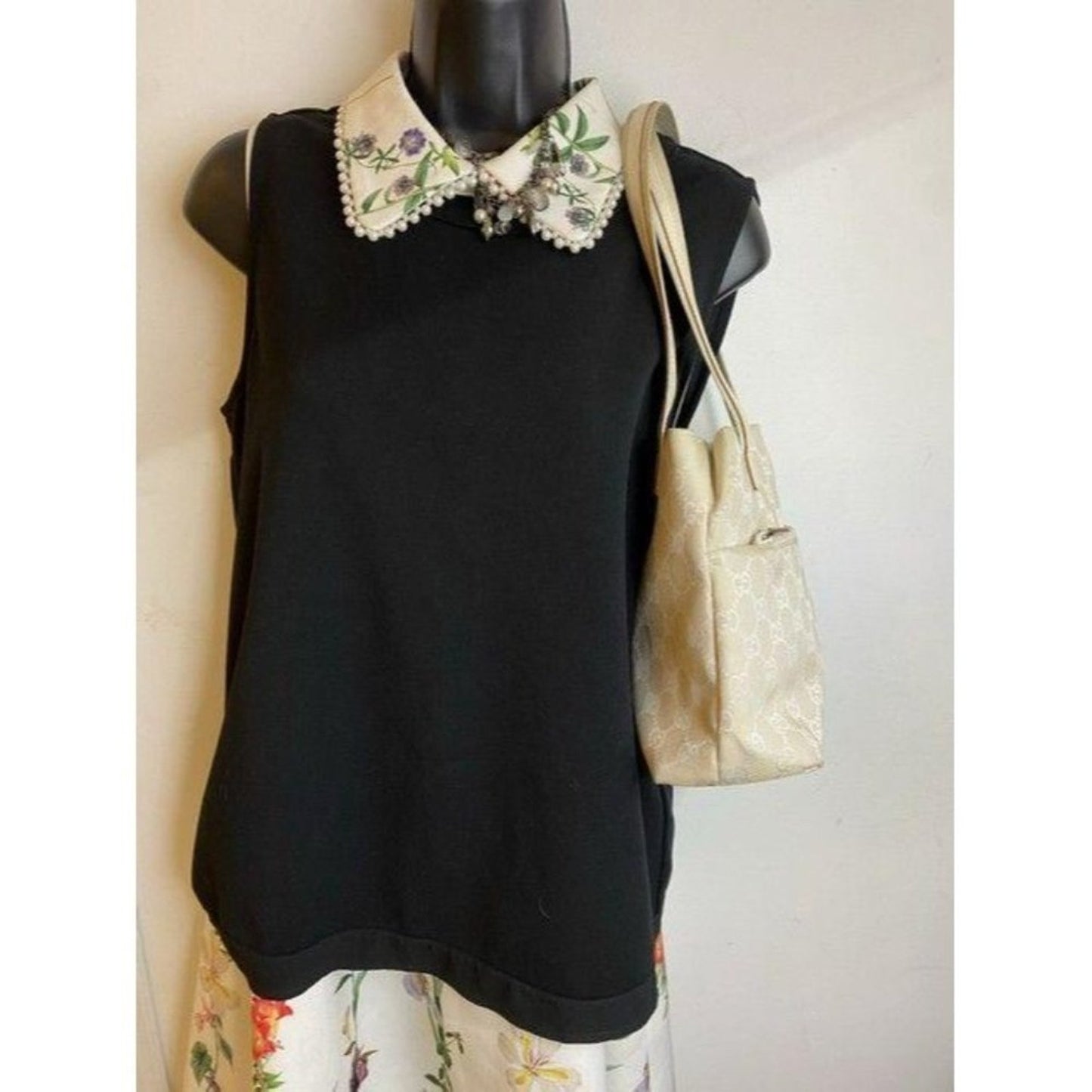 gucci vintage white jacquard fabric shoulder bag